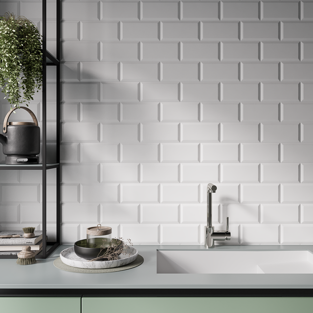 Carrelage mur intérieur effet blanc mat Metro l.10 x L.20 cm ARTENS