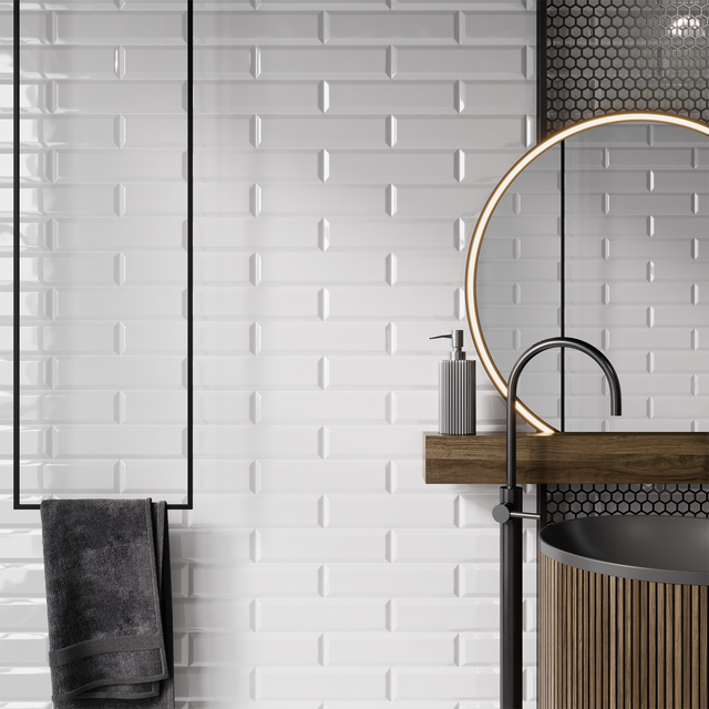 Carrelage mur intérieur effet blanc brillant Metro l.7.5 x L.30 cm ARTENS