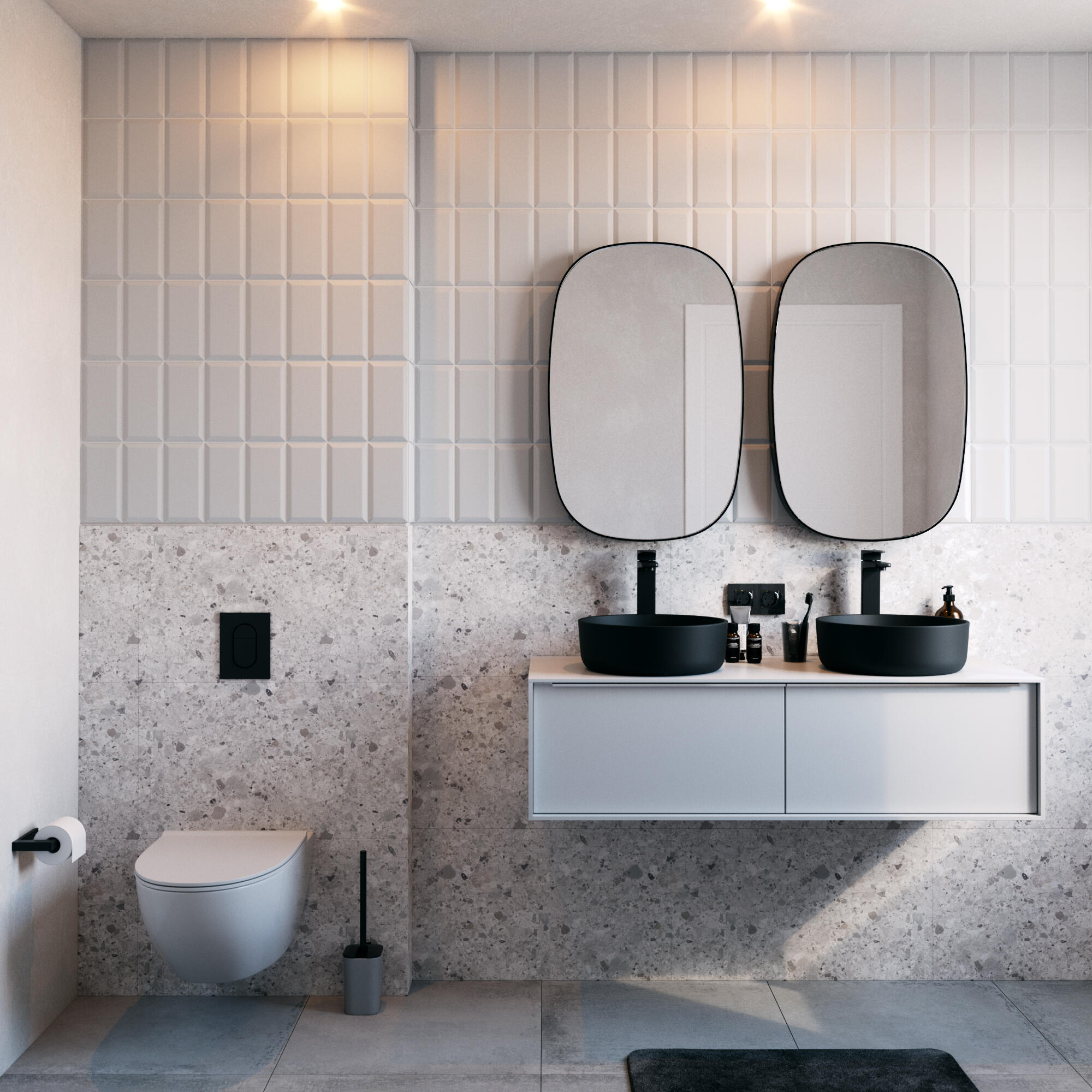 Revestimiento de pared decorativo efecto terrazo de pvc artens renowterrazo gris de 70x40 cm