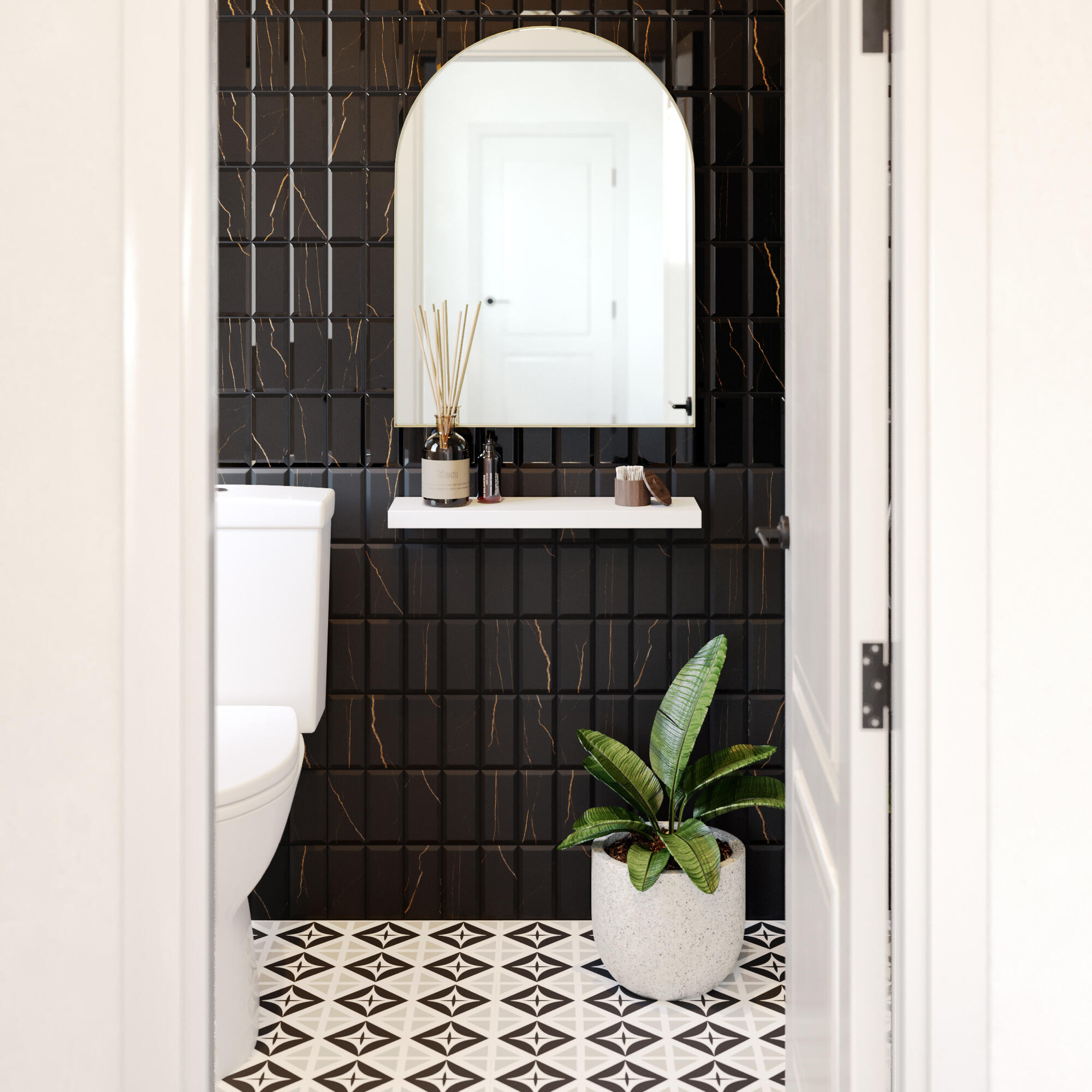 Carrelage mur intérieur effet marbre noir mat Metro l.7.5 x L.15 cm ARTENS - 2