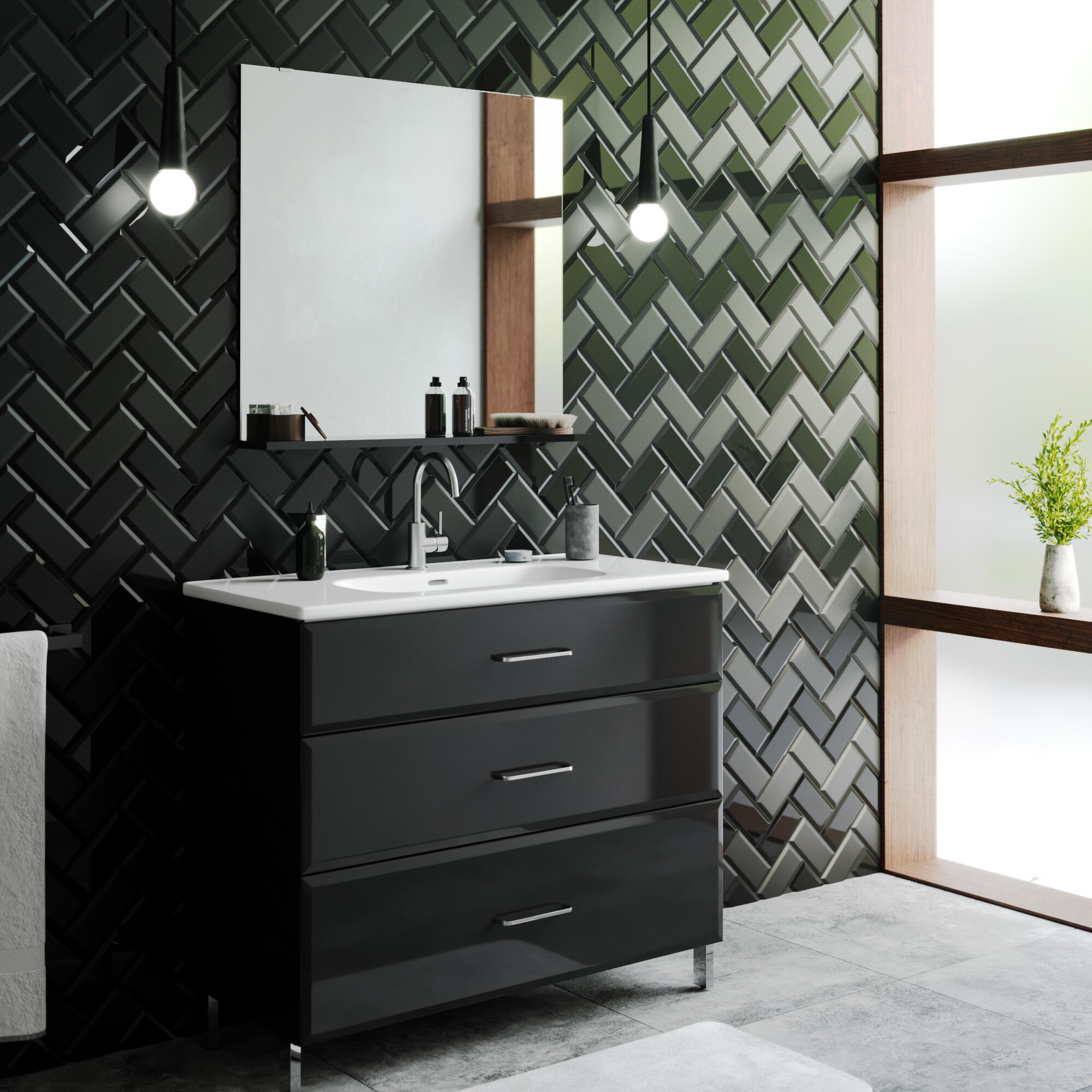 Carrelage mur intérieur effet noir brillant Metro l.7.5 x L.15 cm ARTENS - 4