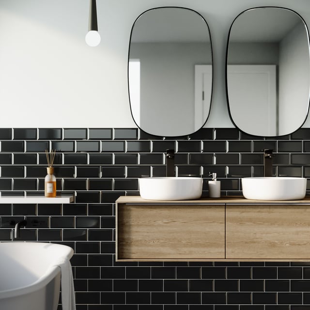 Carrelage mur intérieur effet noir brillant Metro l.7.5 x L.15 cm ARTENS