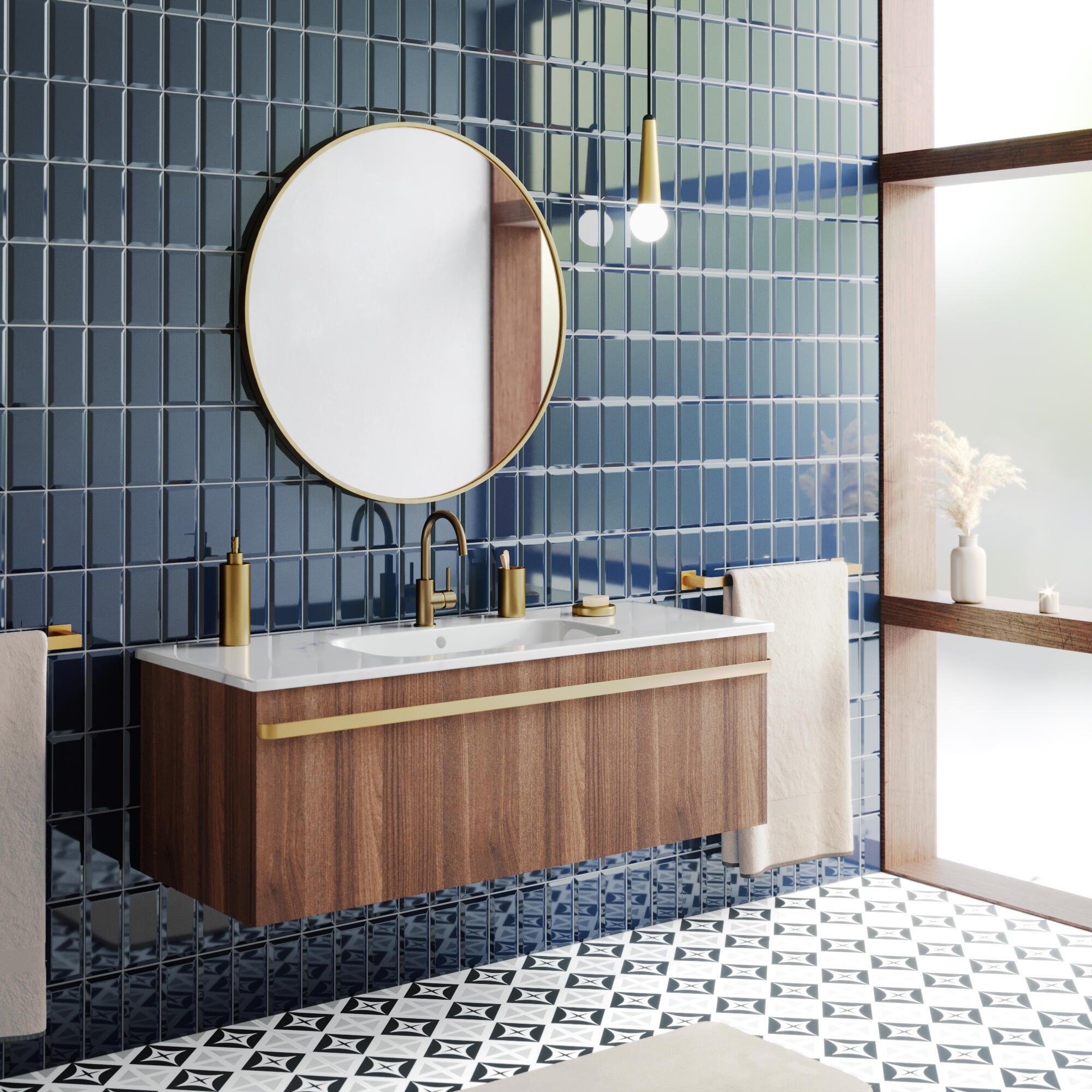 Piastrella da rivestimento interno in maiolica 7.5 x 15 cm smaltato blu scuro lucido Metro Sp. 7 mm 0.5 mq - 2