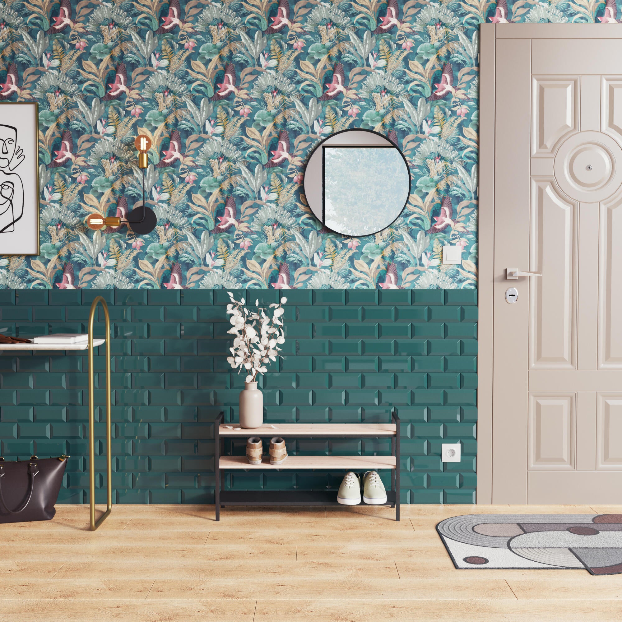 Piastrella da rivestimento interno in maiolica ARTENS 7.5 x 15 cm non rettificato smaltato verde smeraldo lucido Metro Sp. 7 mm 0.5 mq - 4