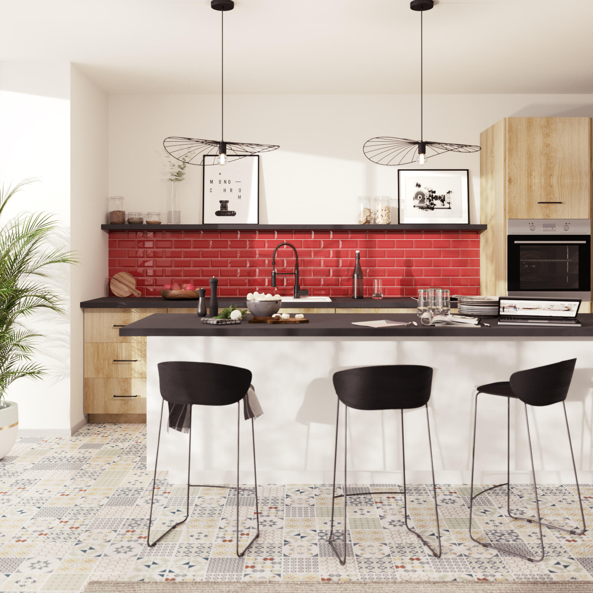 Piastrella da rivestimento interno in maiolica ARTENS 7.5 x 15 cm non rettificato smaltato rosso caldo lucido Metro Sp. 7 mm 0.5 mq - 3