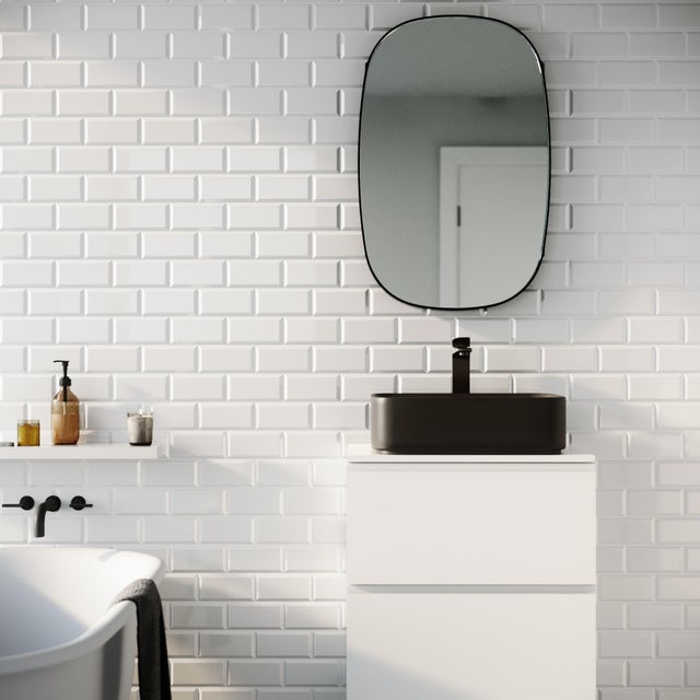 Piastrella da rivestimento interno 7.5 x 15 cm Sp. 7 mm Metro in maiolica smaltato bianco lucido 0.5 mq