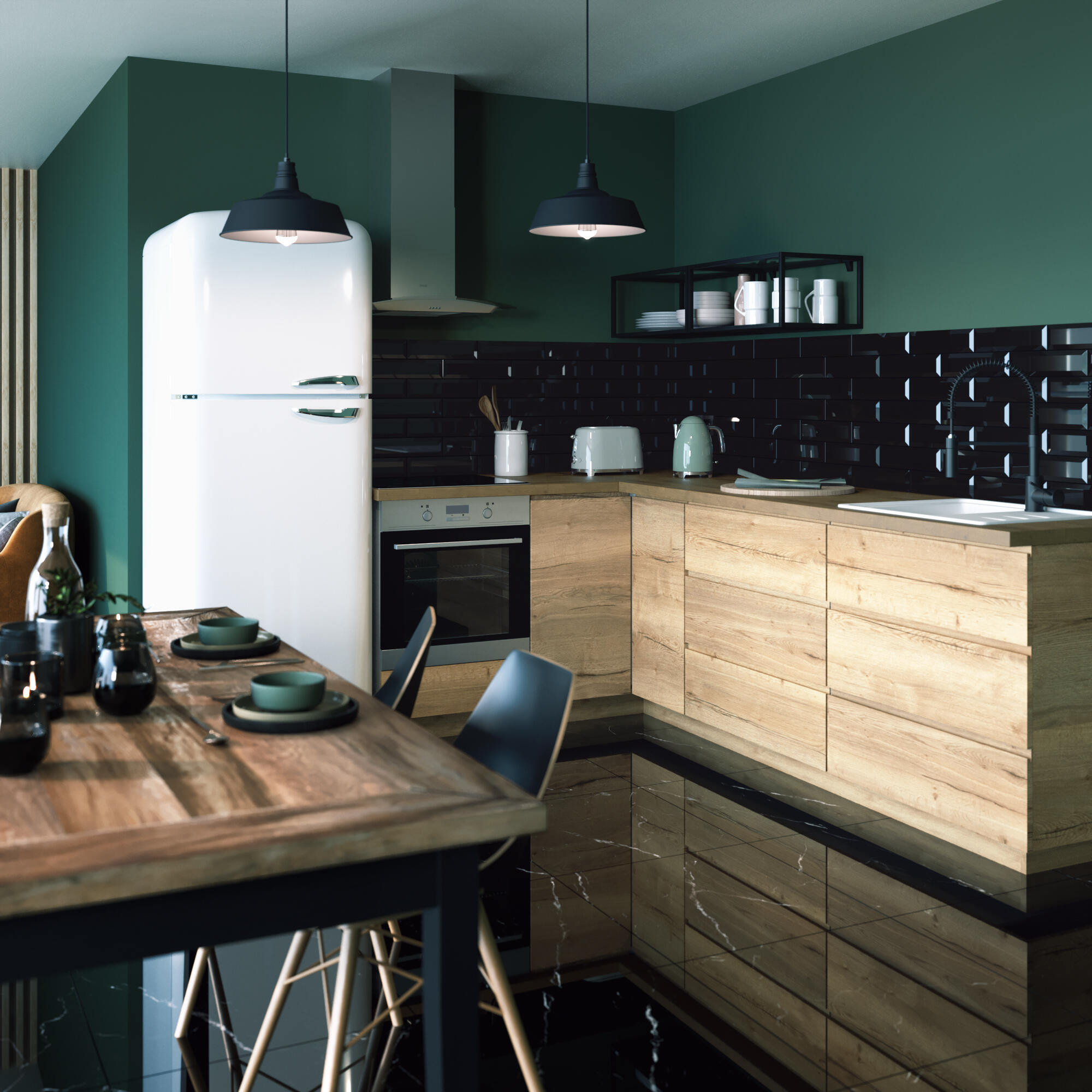 Suelo/azulejo porcelánico efecto mármol negro 60x60 cm