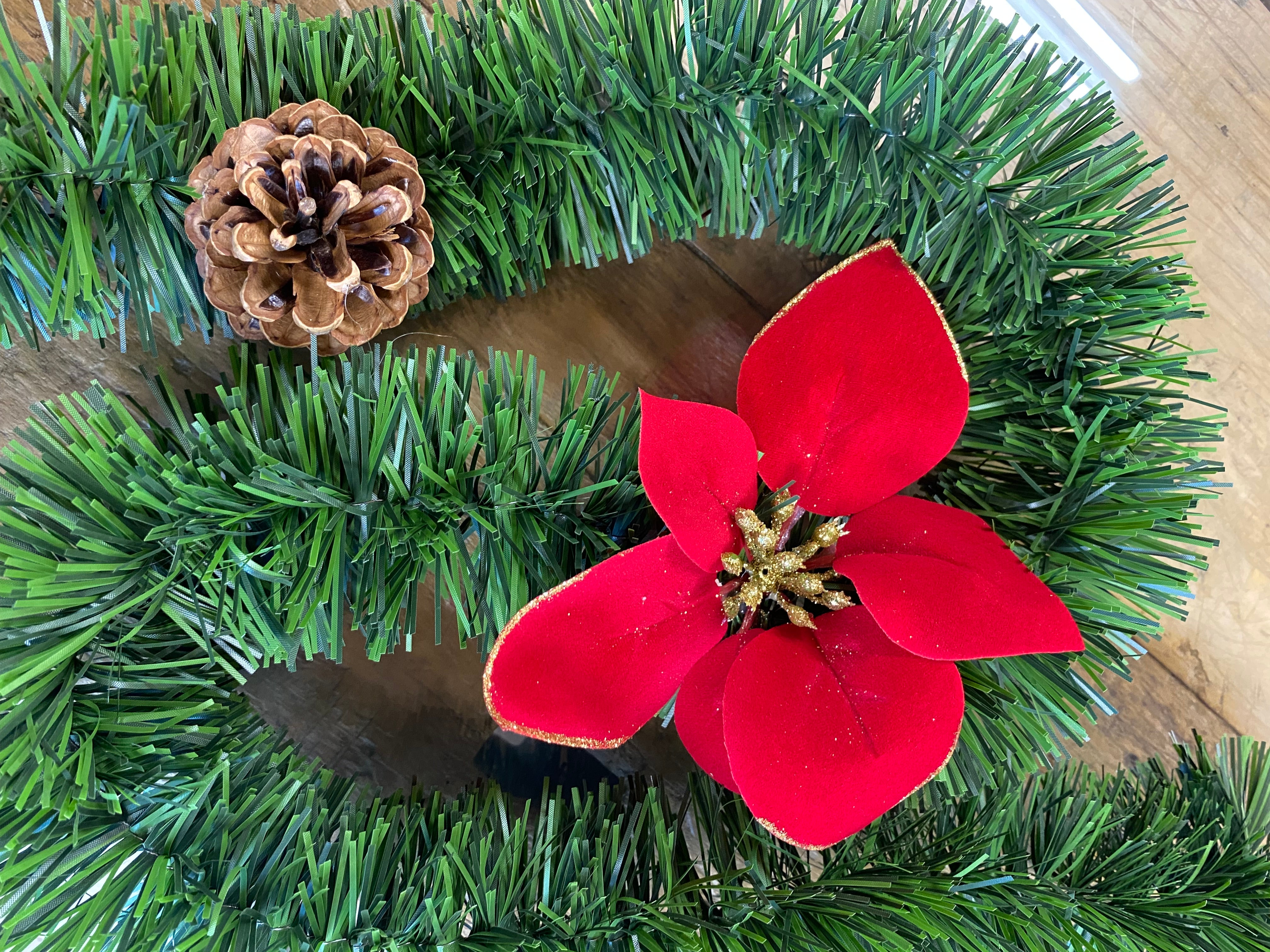 Ghirlanda decorativa natalizia natalizia con stelle rosse color verde L 200 cm - 4