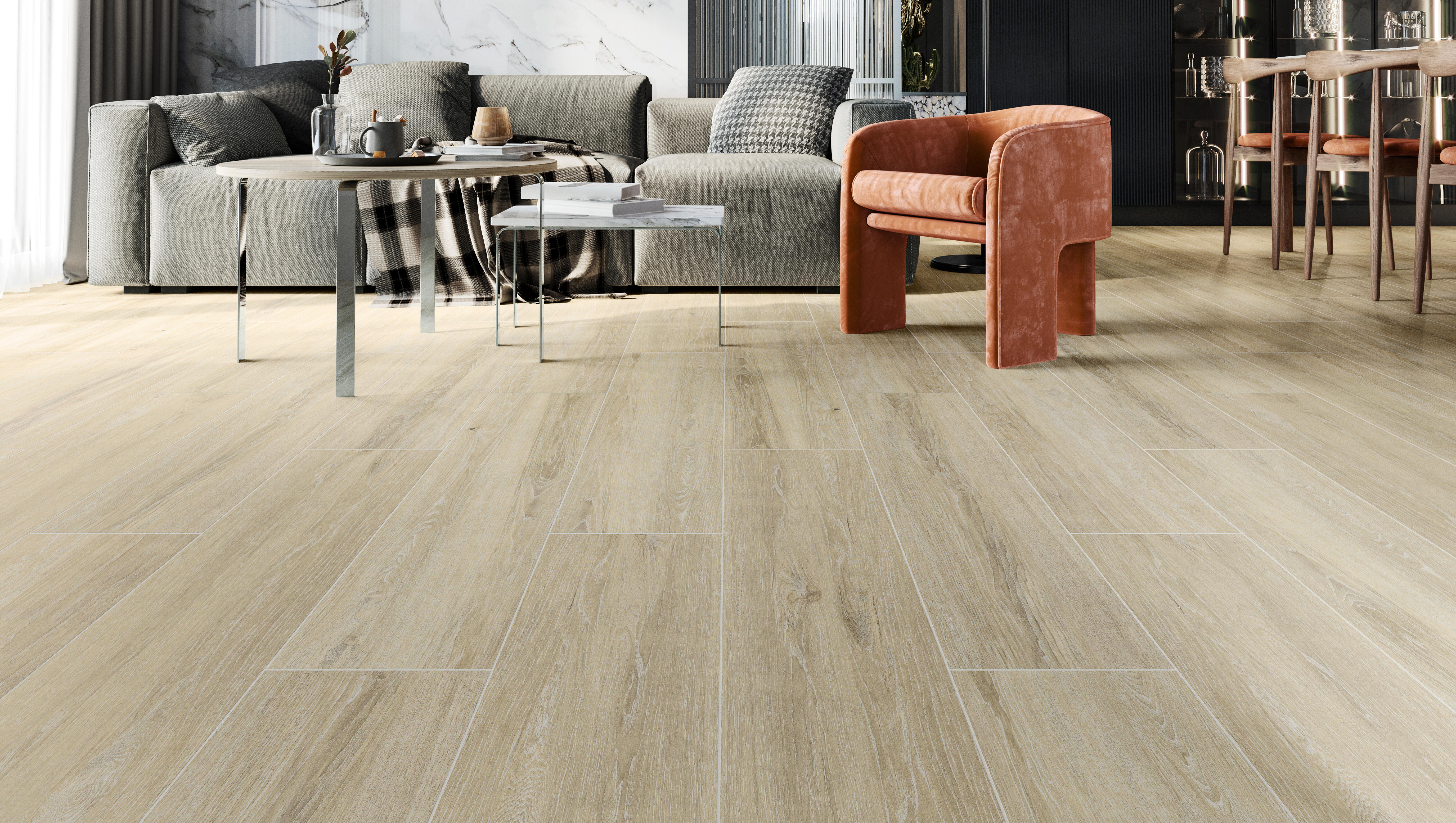 Suelo porcelánico Underwood efecto madera beige 23x120 cm C1 ARTENS - 4
