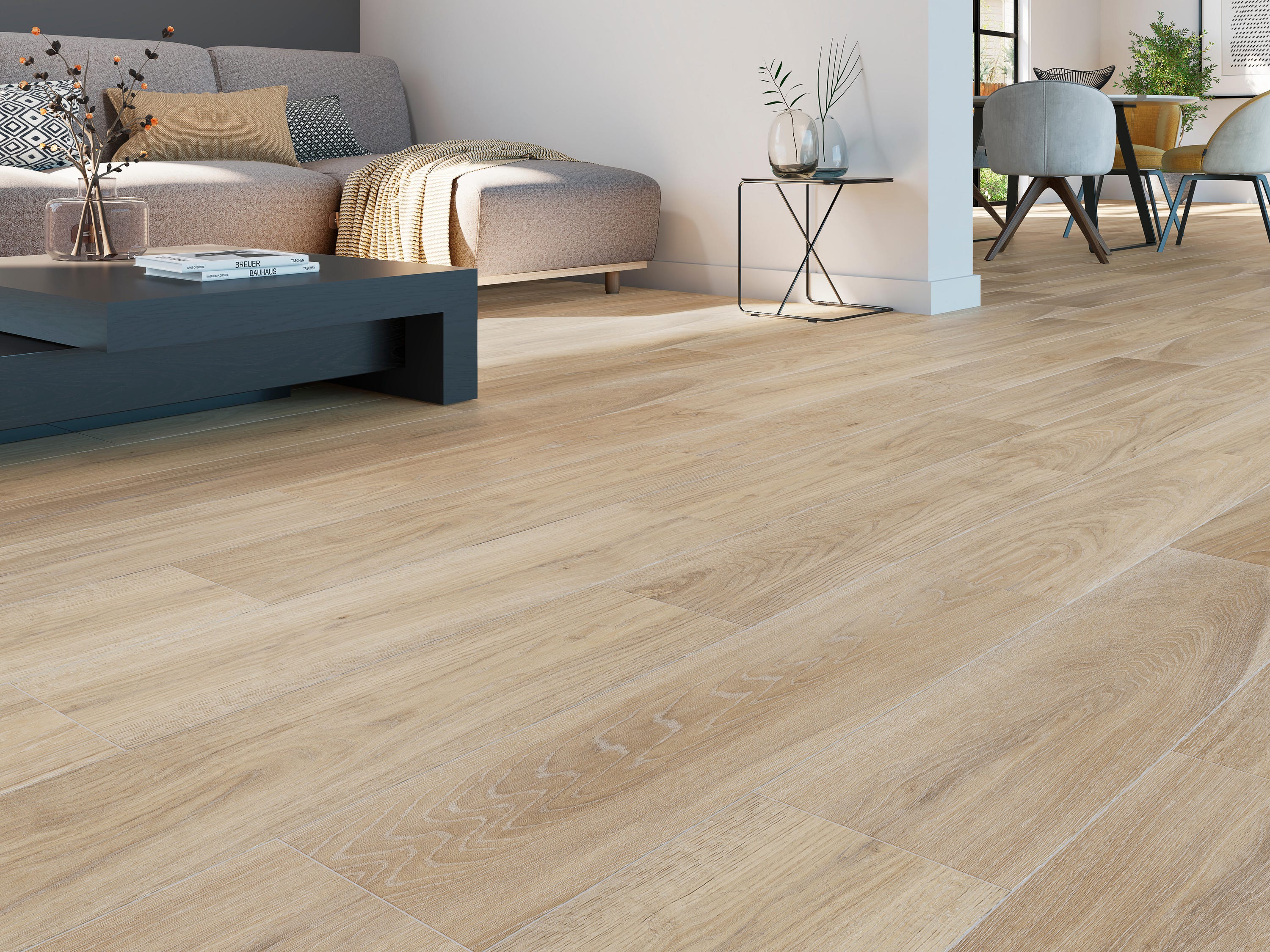 Suelo porcelánico Belice efecto madera oak 22.5x90 cm C1 | Leroy Merlin