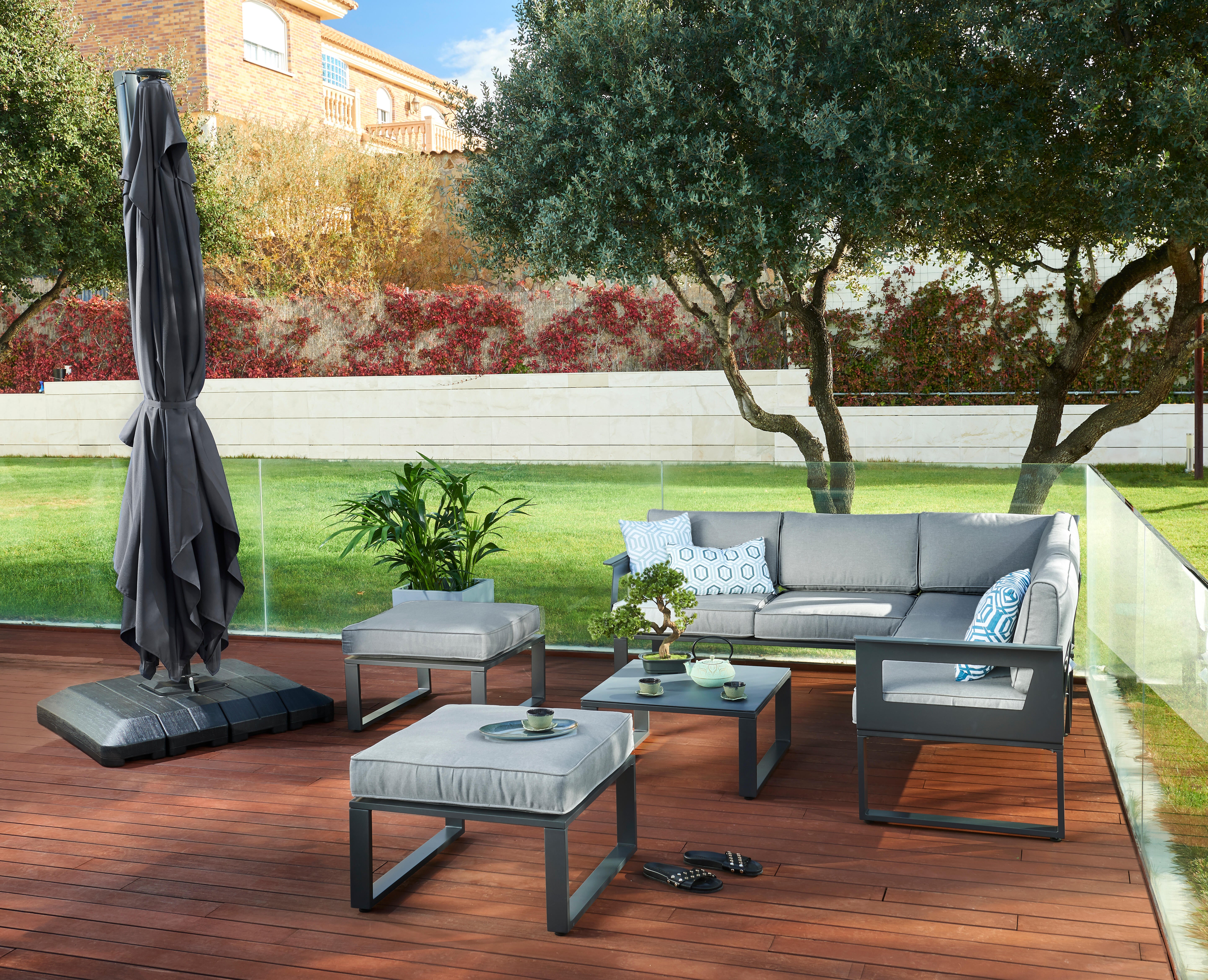 Conjunto jardim relax mesa e sofás alumínio antracite Odyssea Naterial - 21