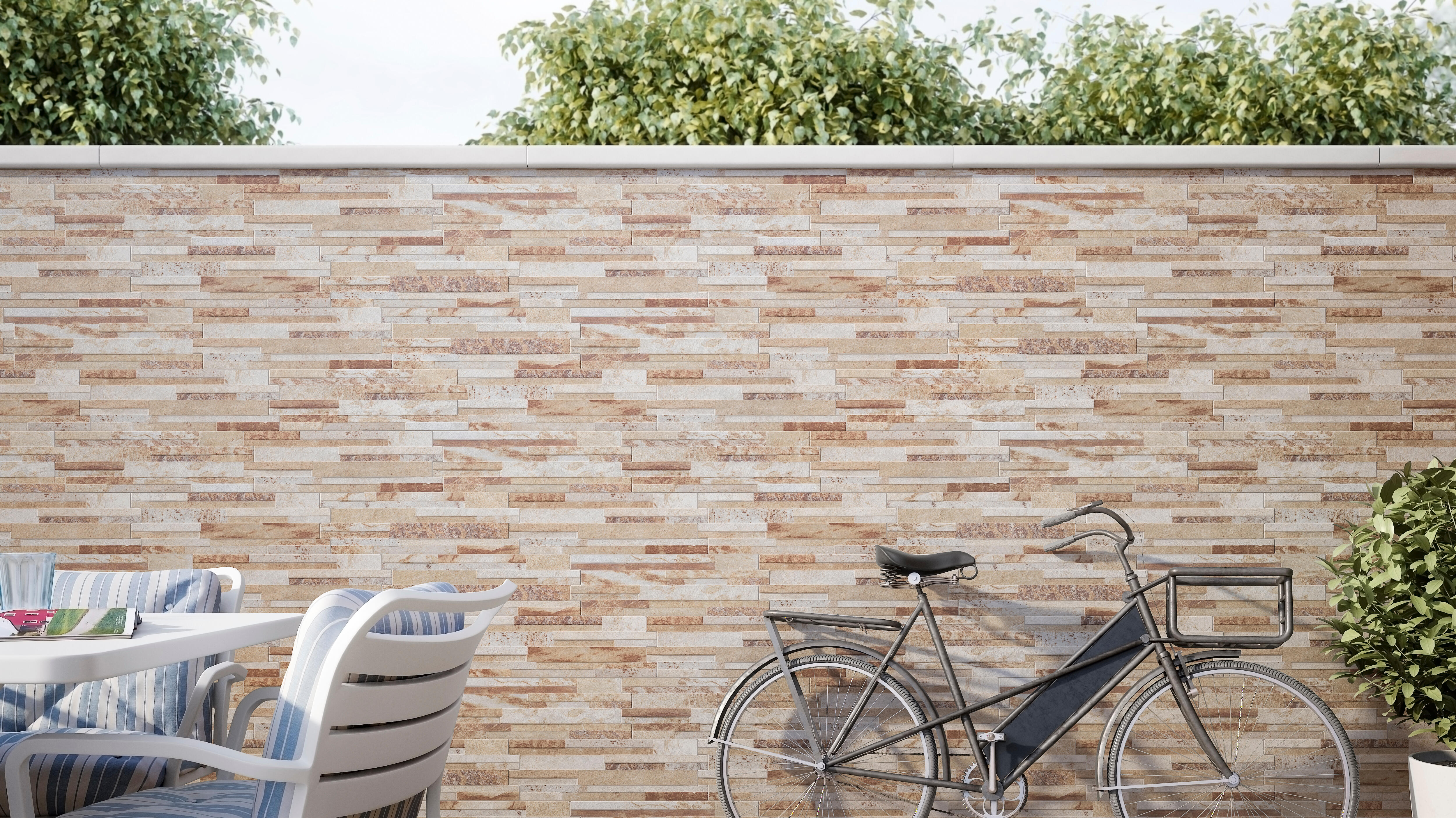 Azulejo porcelánico azteca efecto piedra terra 17x52 cm