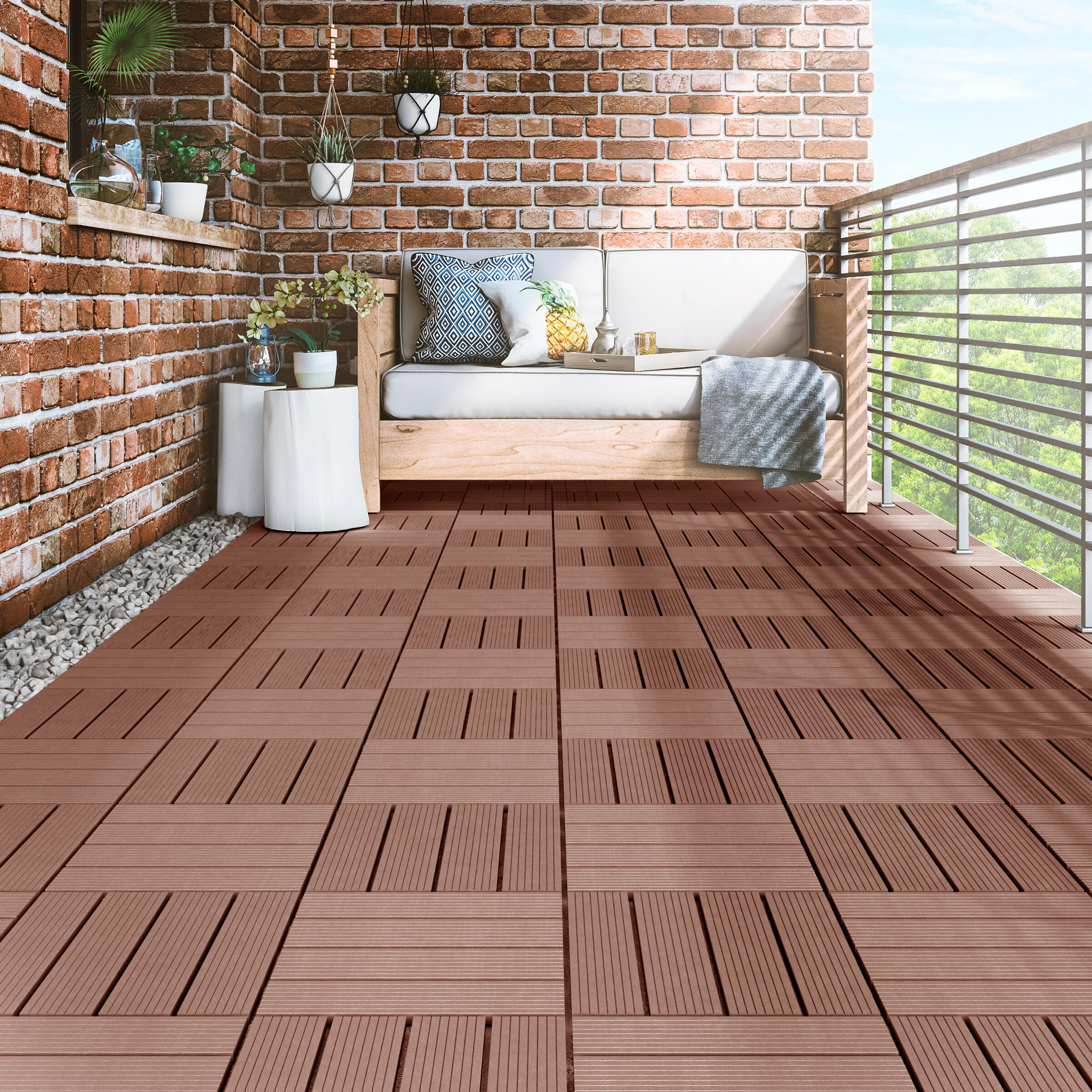 Baldosa composite 30 x 30 cm y 25 mm marrón dioco