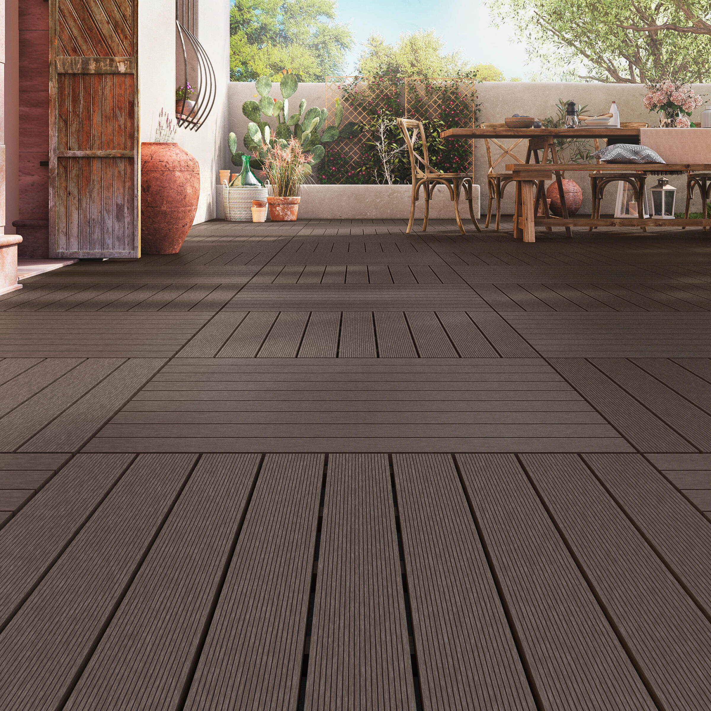 Baldosa composite 90 x 90 cm y 50 mm marrón dioco