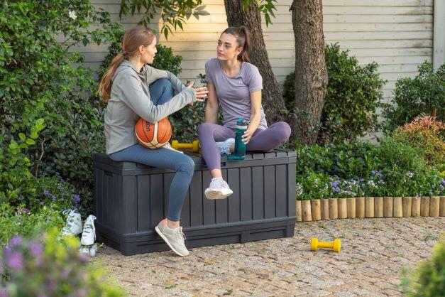 Arcón de resina para exterior KETER Kentwood 128 x 59 x 53.6 cm y capacidad de 350 L - 4