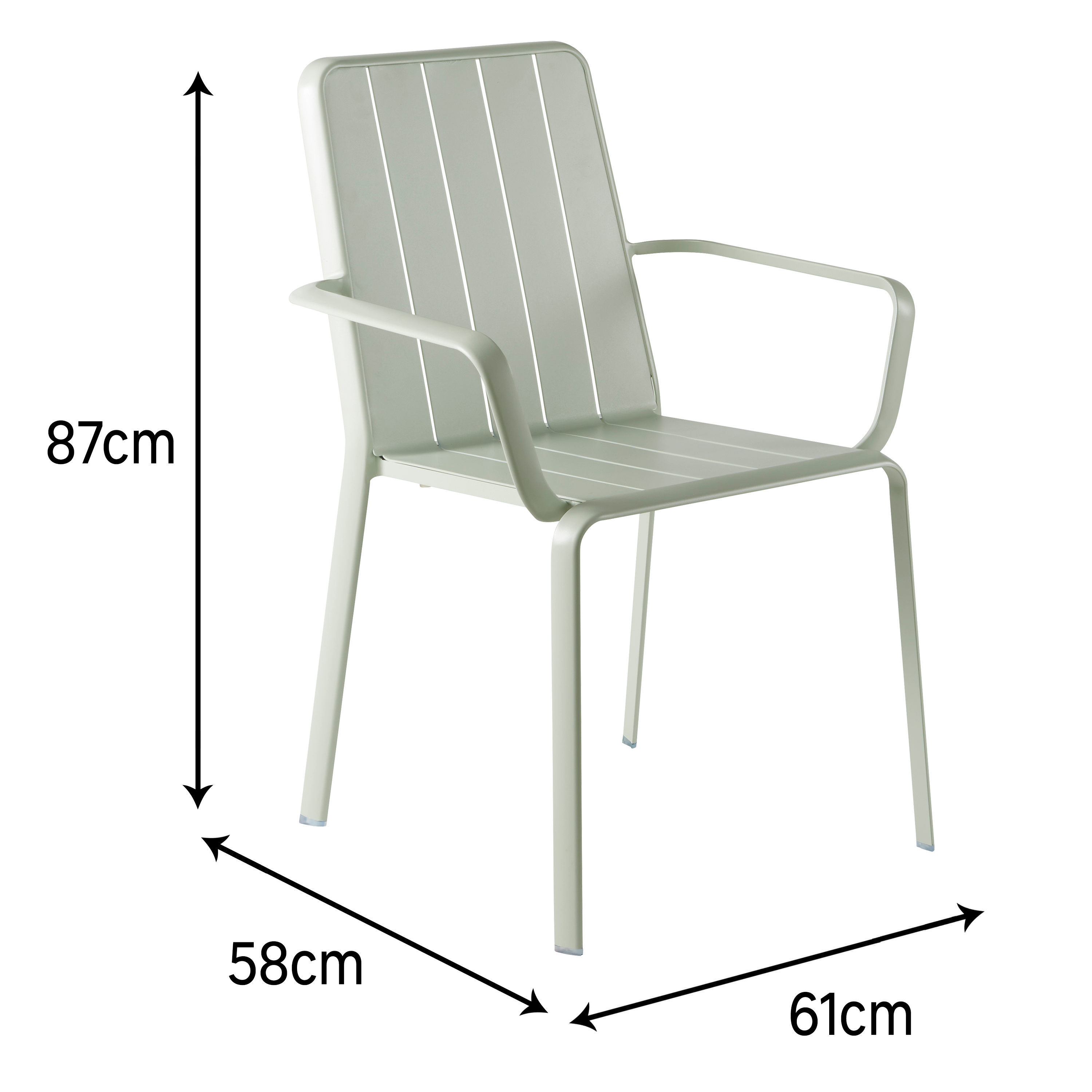 Sedia da giardino con braccioli Idaho NATERIAL, struttura e seduta in alluminio verde - 13
