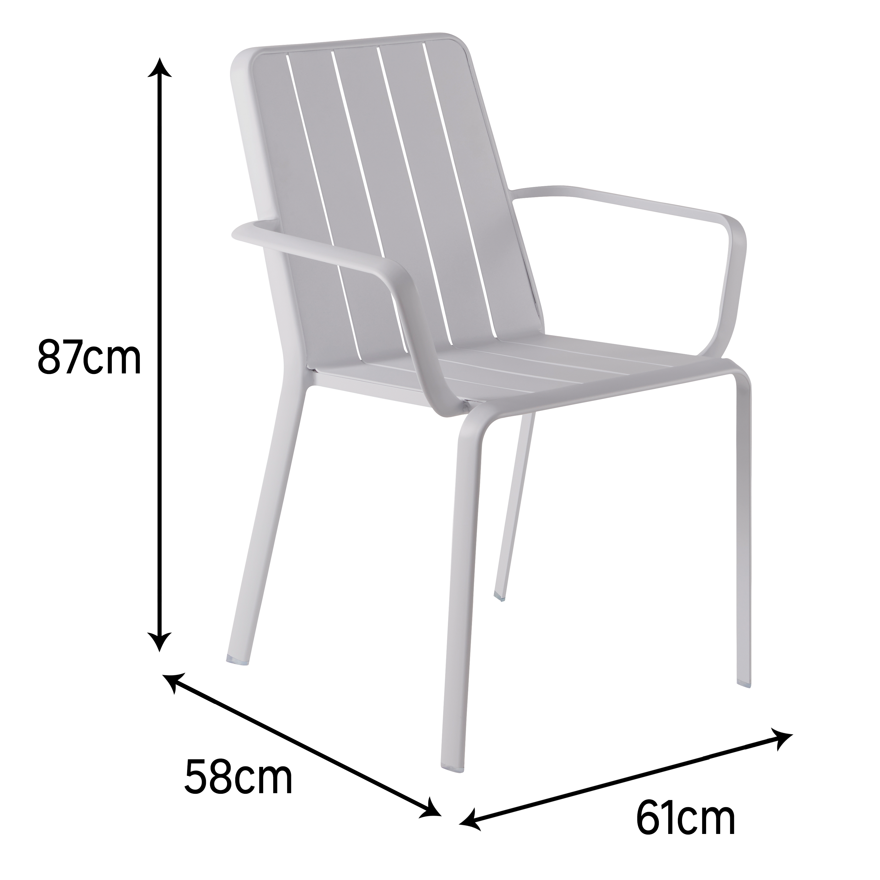Sedia da giardino con braccioli Idaho NATERIAL, struttura e seduta in alluminio grigio - 18