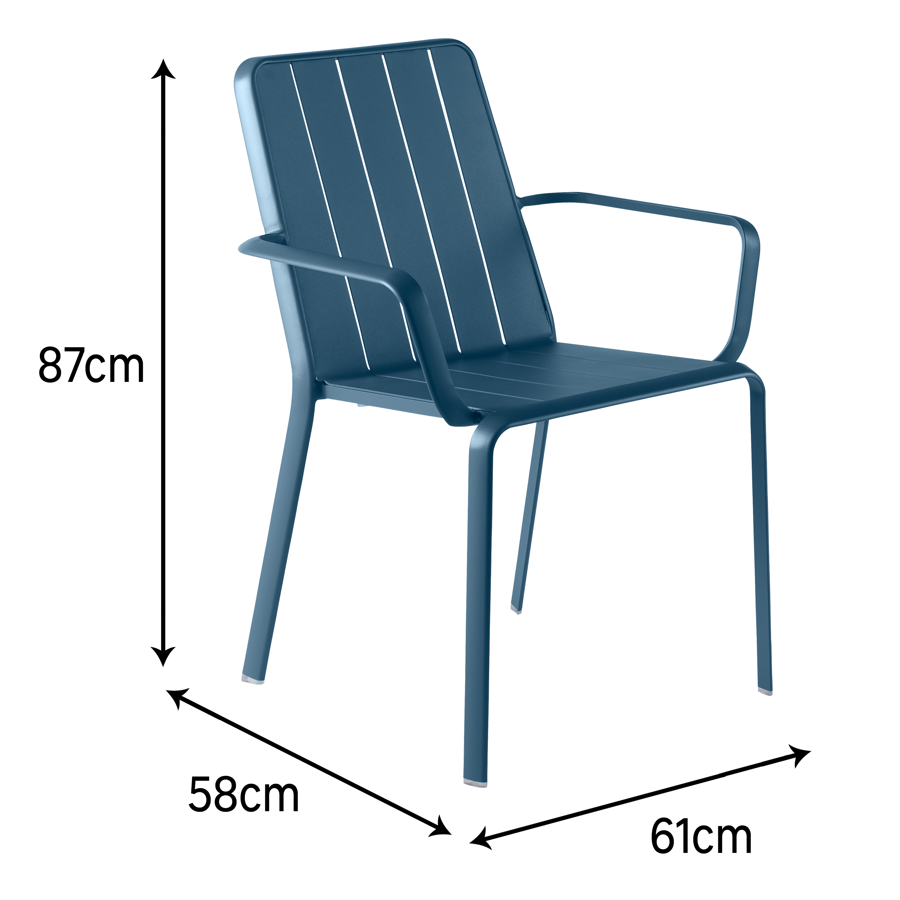 Sedia da giardino con braccioli Idaho NATERIAL, struttura e seduta in alluminio blu - 13