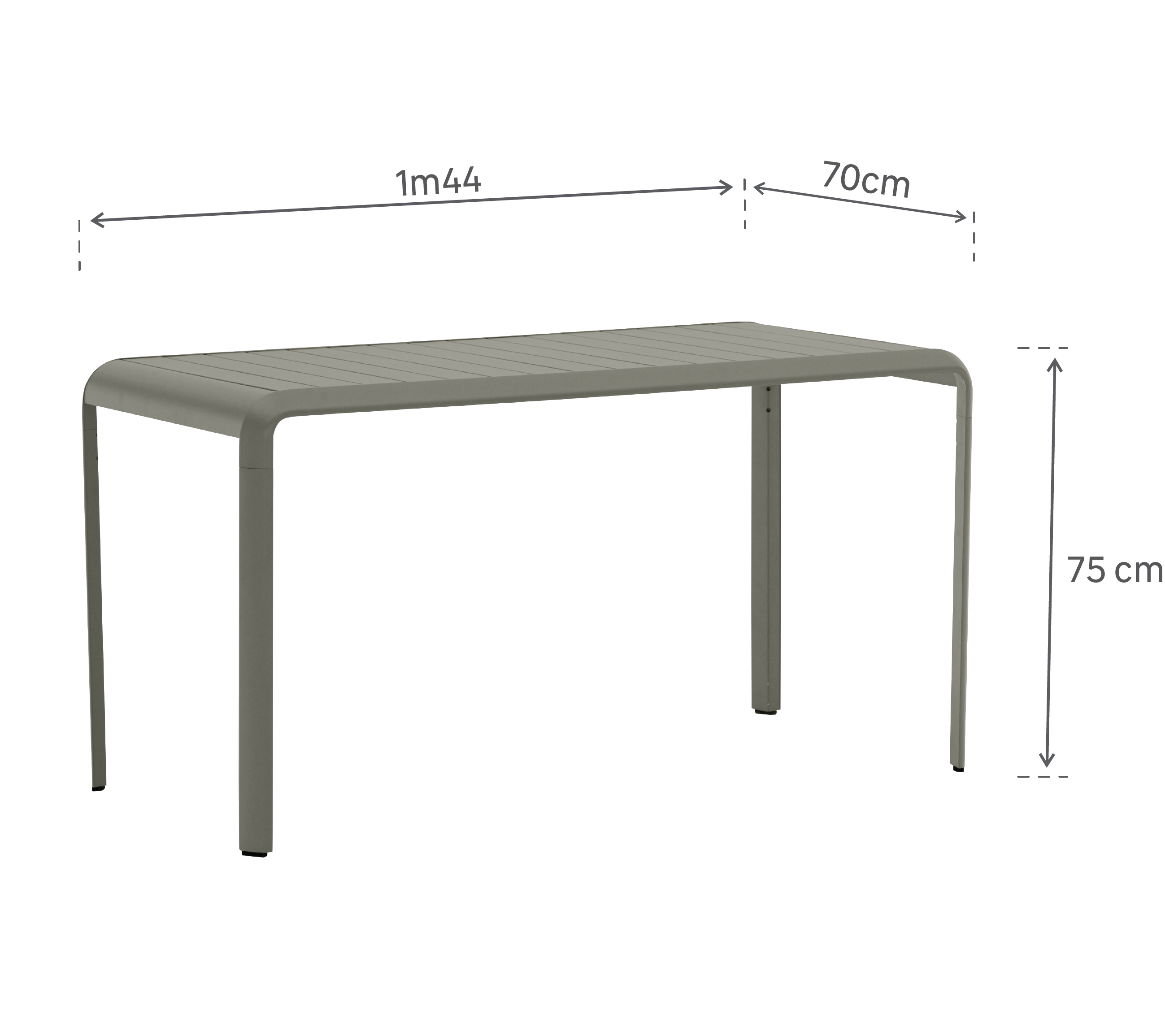 Mesa de alumínio NATERIAL IDAHO 144X70CM VERDE FLORESTA - 7