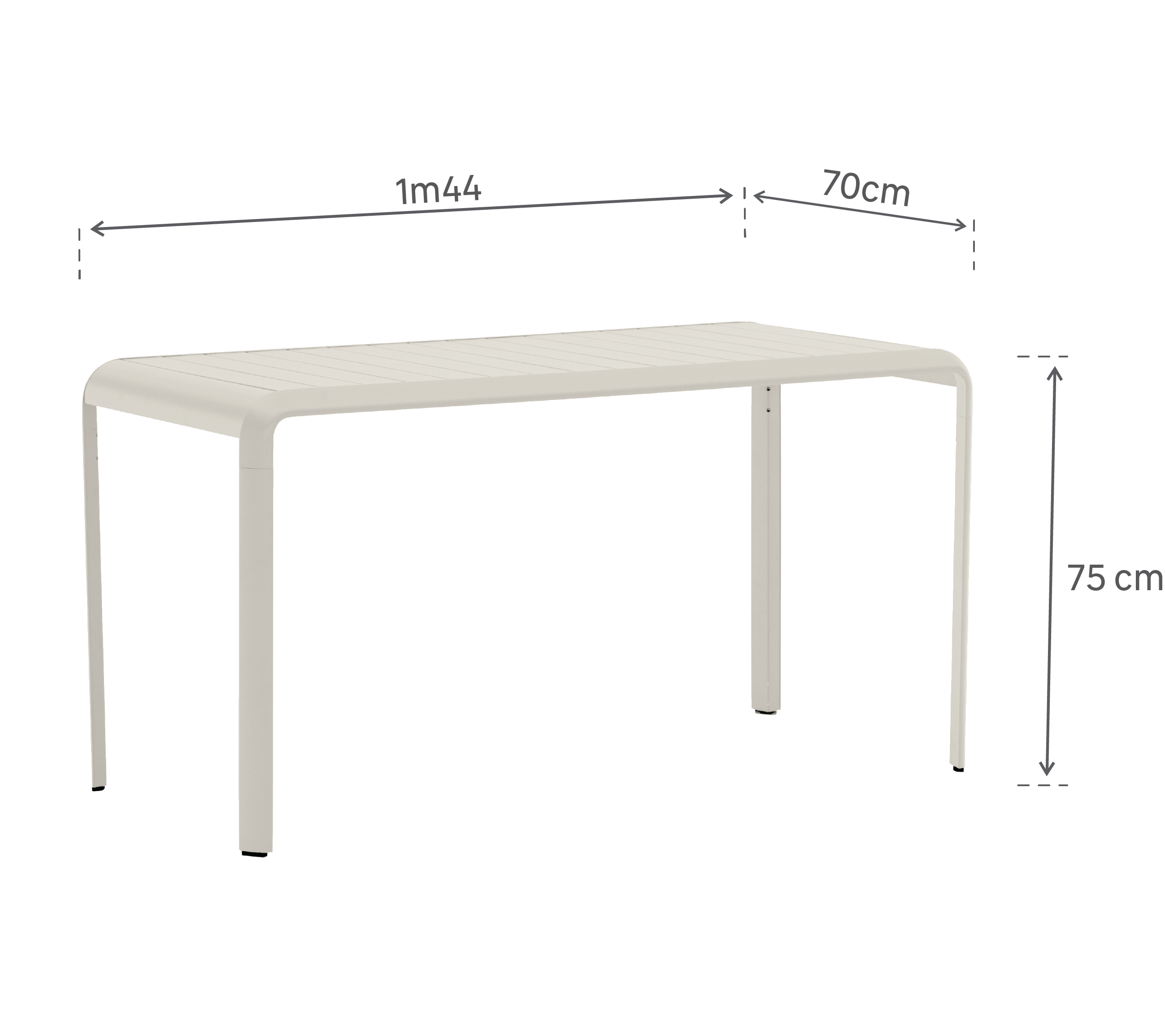 Mesa de jardín NATERIAL Idaho de aluminio beige de 144x75x70 cm - 2
