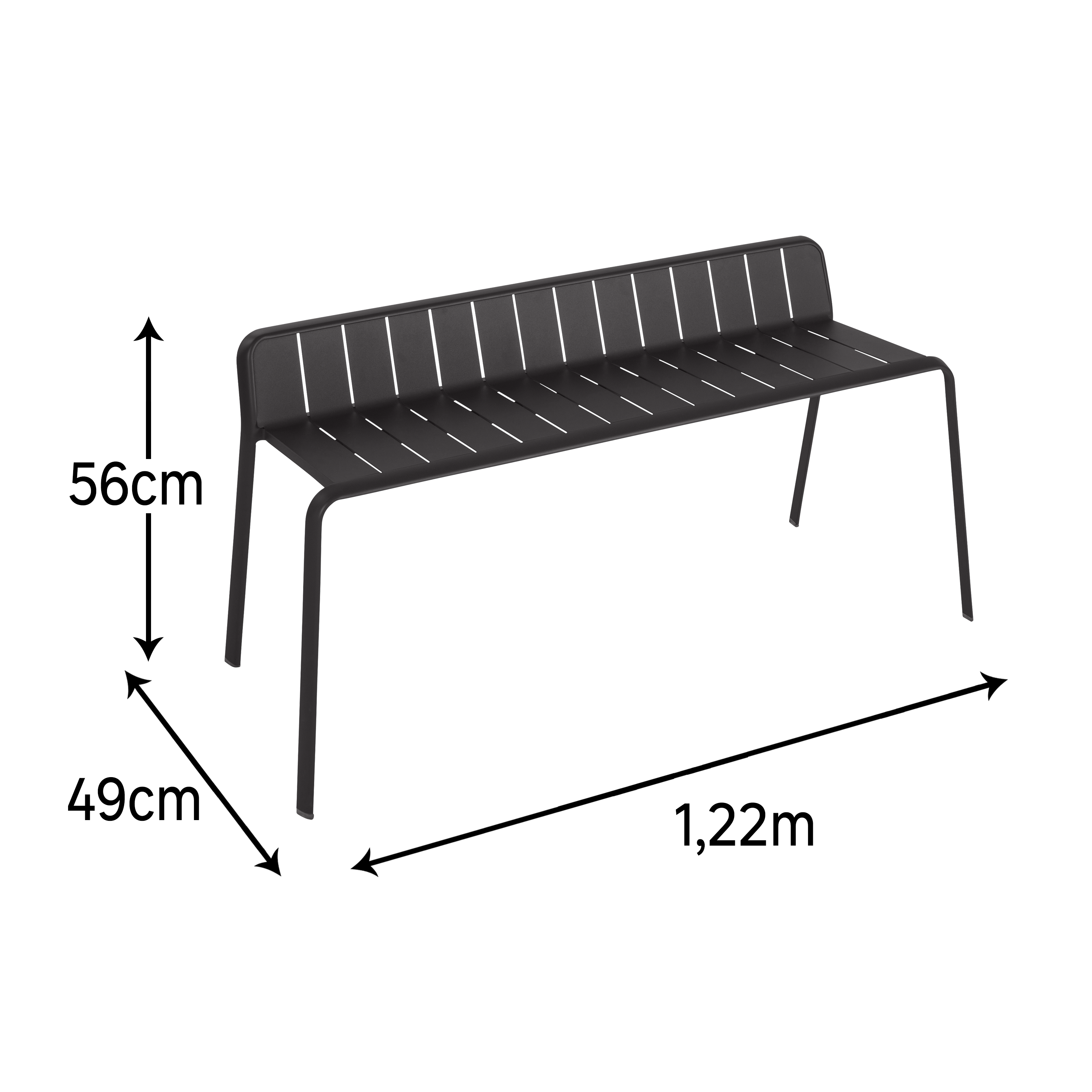 Banco de jardim NATERIAL IDAHO 122X49X56 CINZA - 7