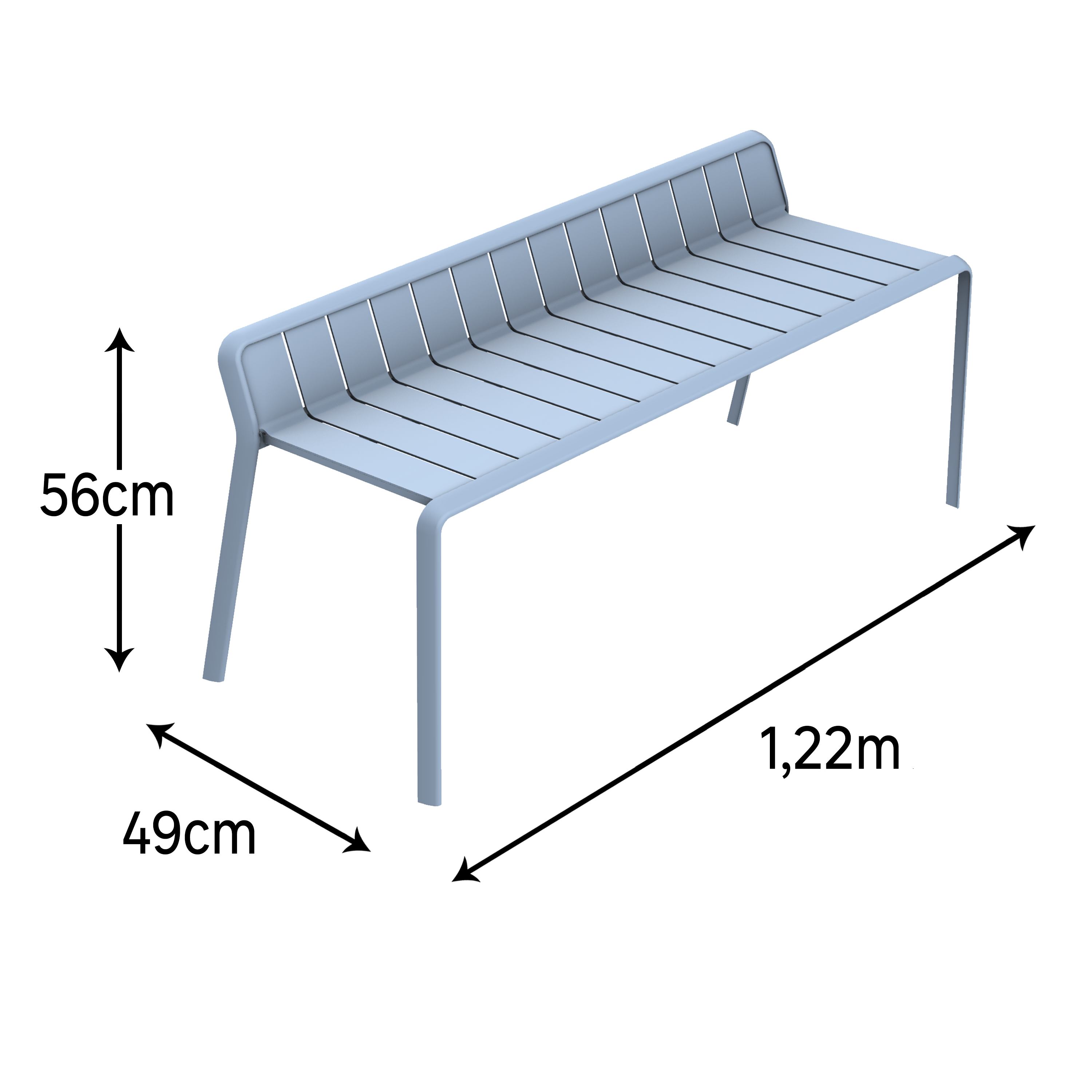 Panca da giardino in alluminio blu Idaho NATERIAL, 2 posti - 16