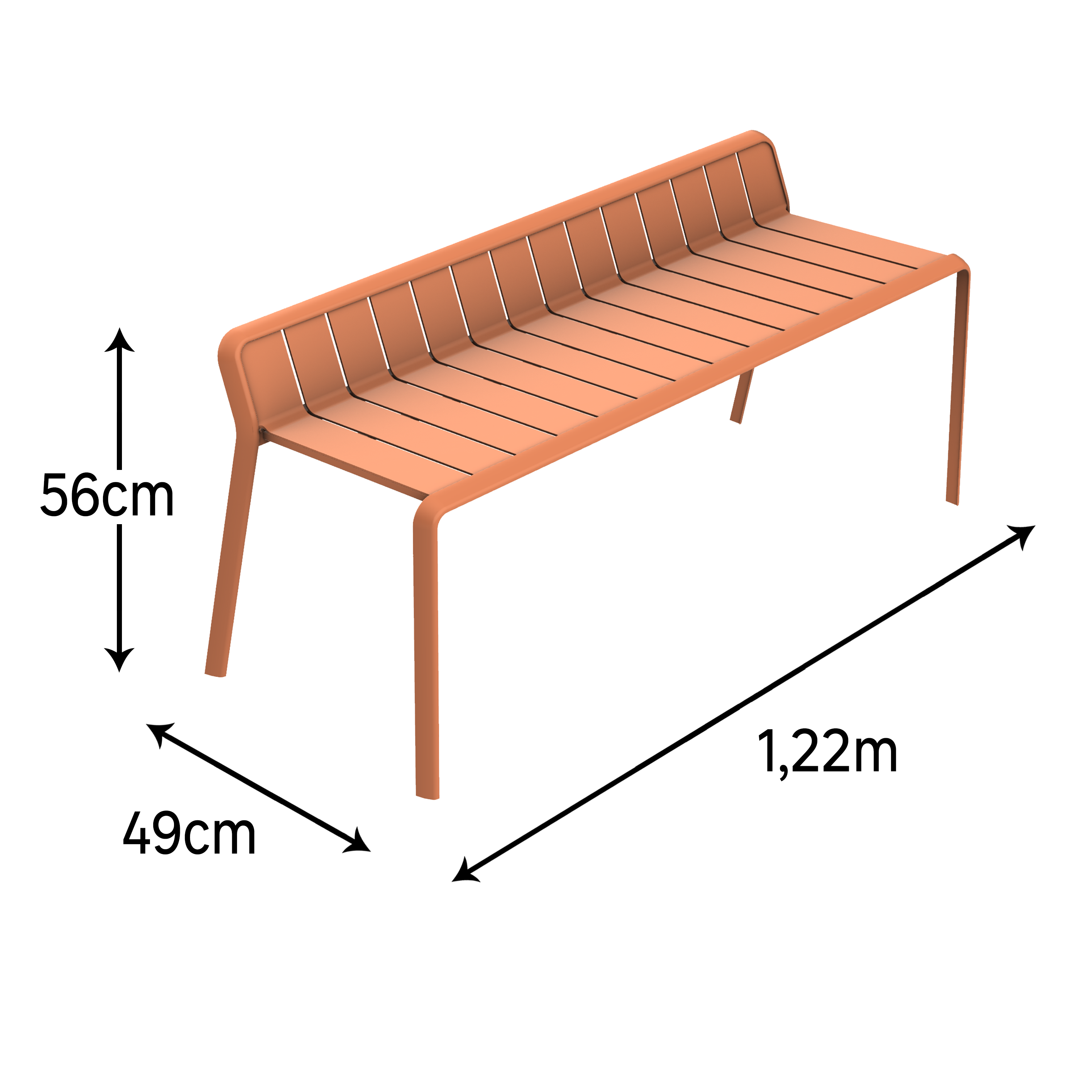 Panca da giardino in alluminio rosso Idaho NATERIAL, seduta in alluminio arancione - 10