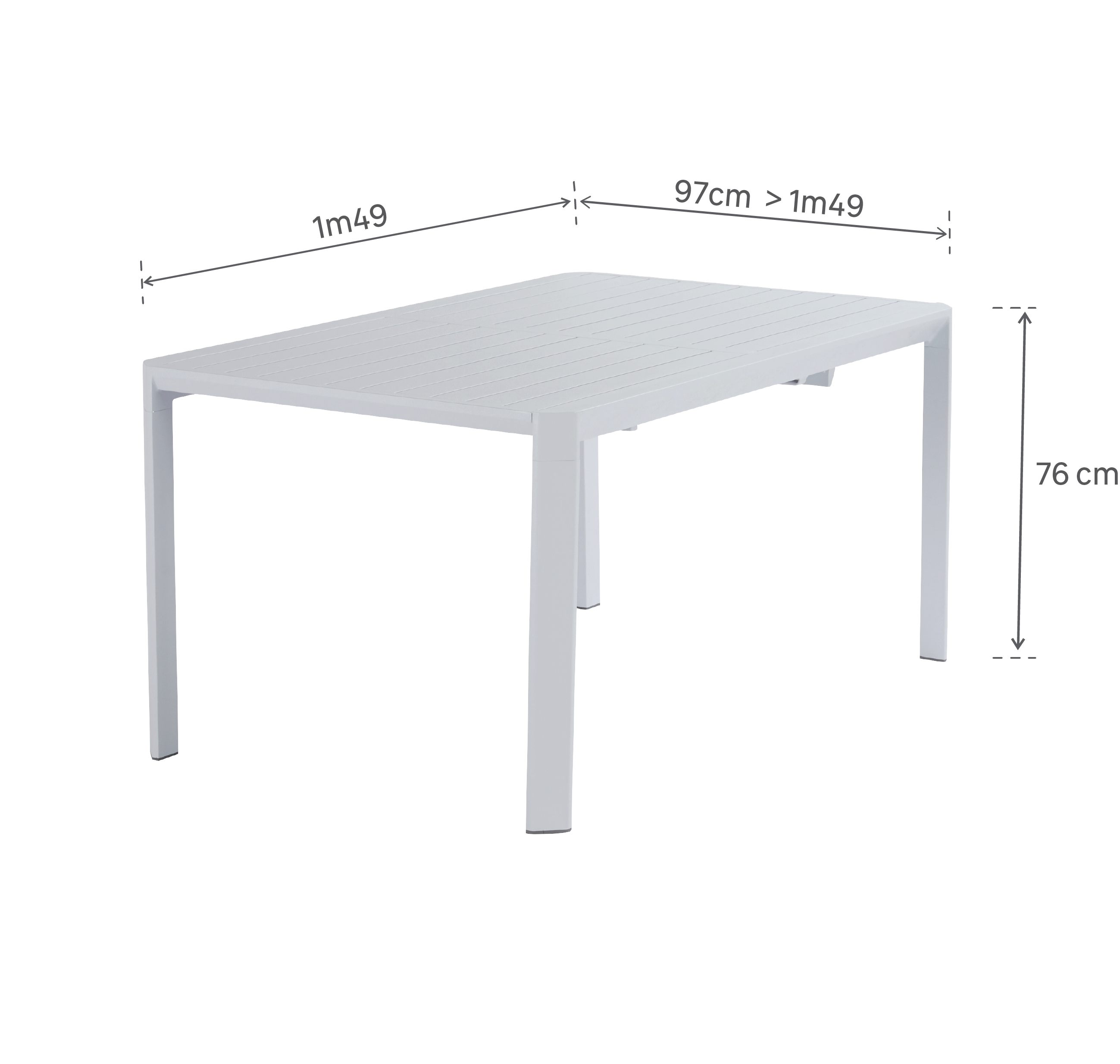 Mesa de alumínio NATERIAL IDAHO 97/149X149CM GRANITO - 9