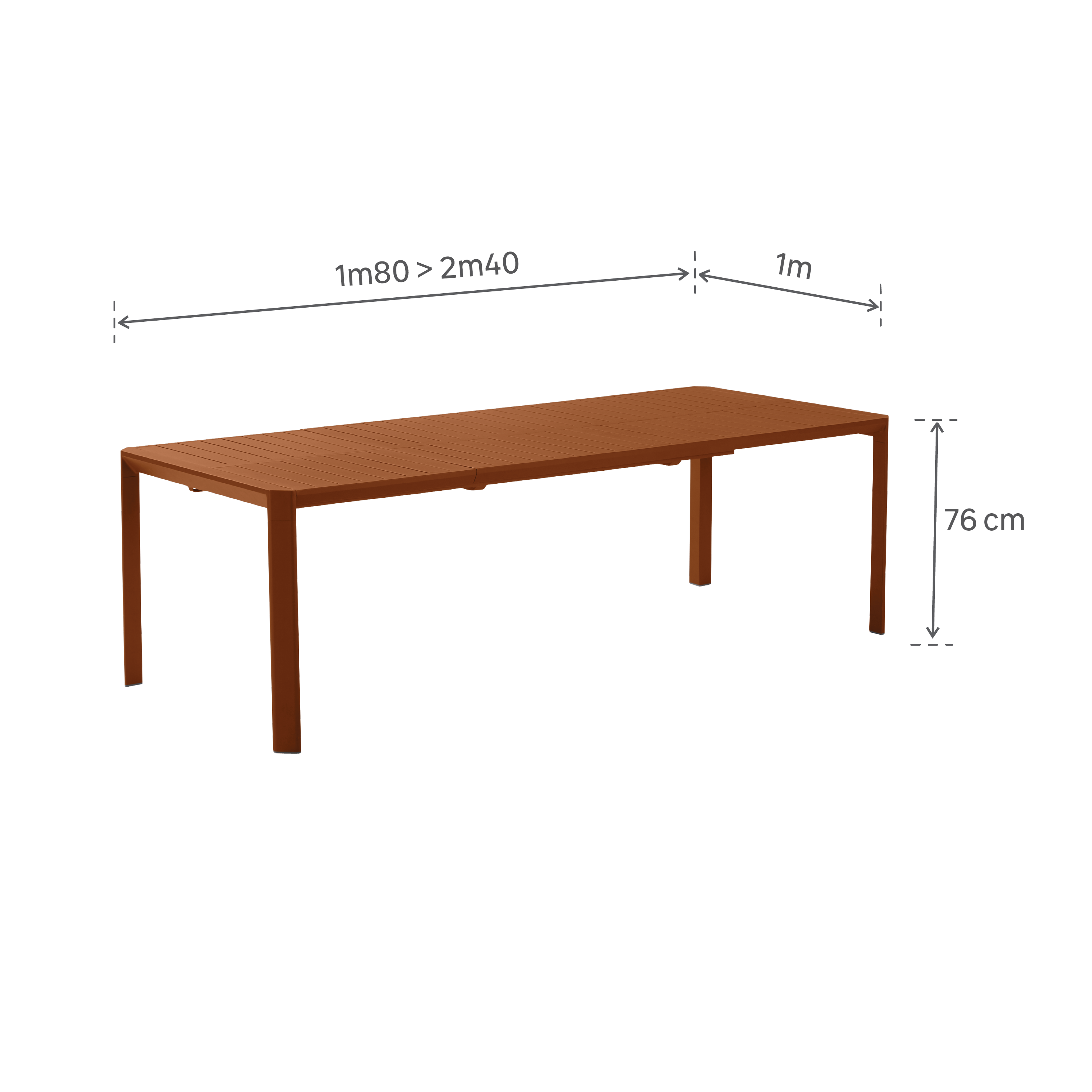 Table de jardin NATERIAL Idaho rectangulaire orange / cuivré 8 personnes - 8