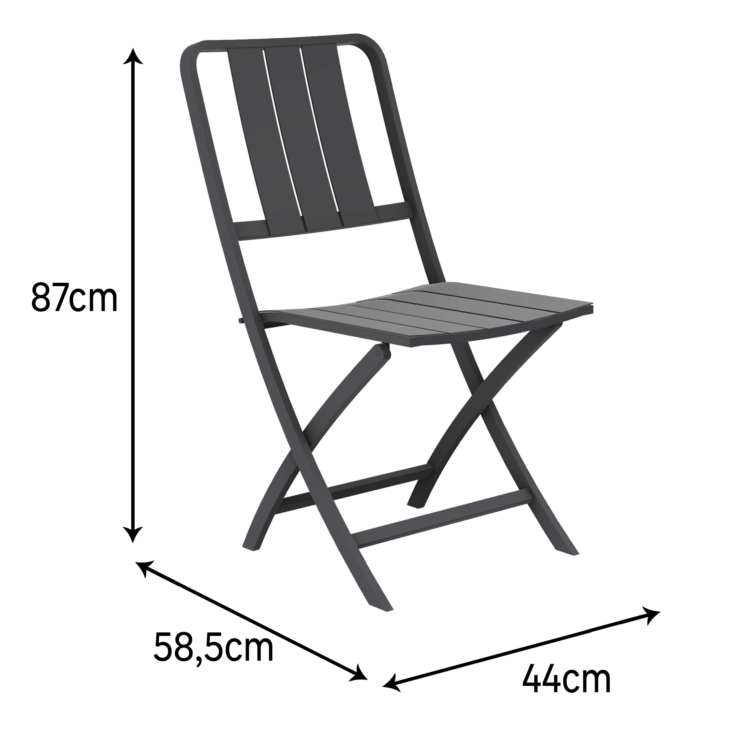 Sedia da giardino pieghevole in alluminio Idaho NATERIAL, seduta in alluminio antracite - 17
