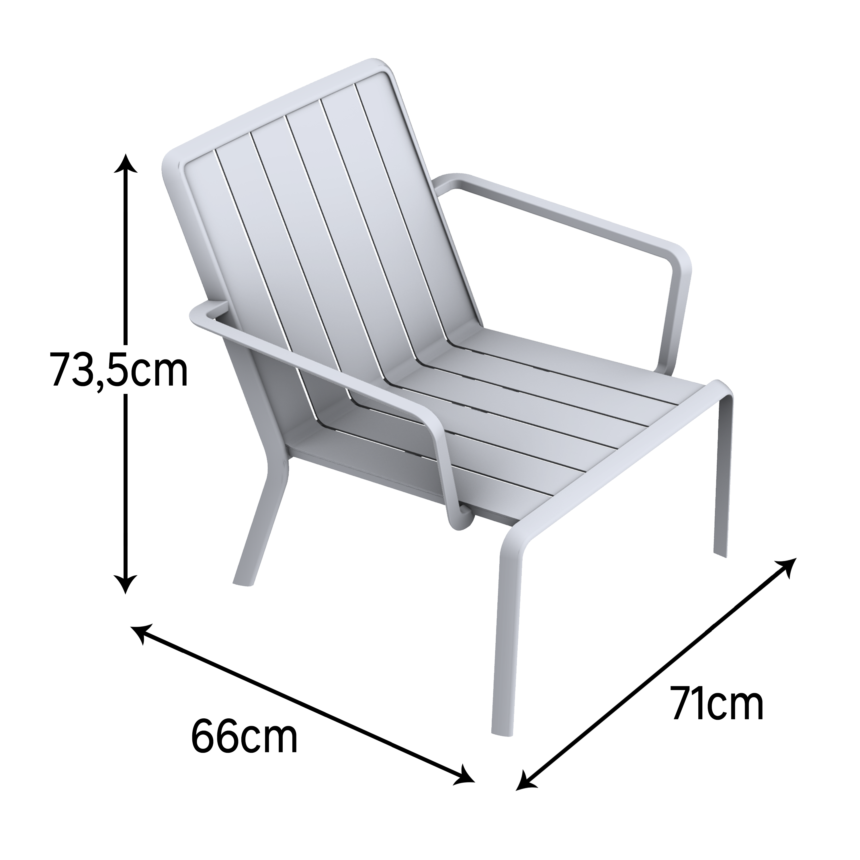Sedia da giardino con braccioli Idaho NATERIAL, struttura e seduta in alluminio grigio - 12