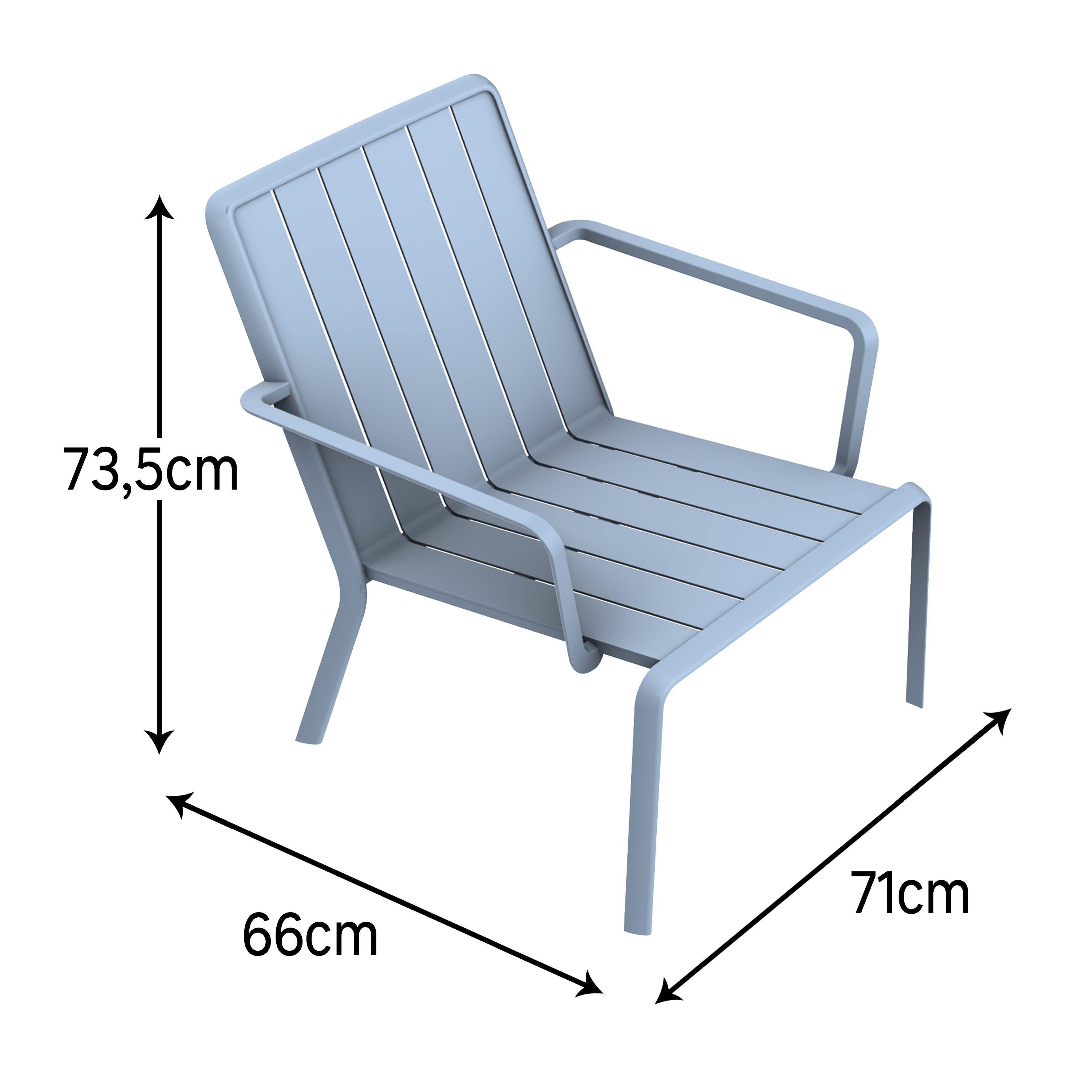 Sedia da giardino con braccioli Idaho NATERIAL, struttura e seduta in alluminio blu - 16
