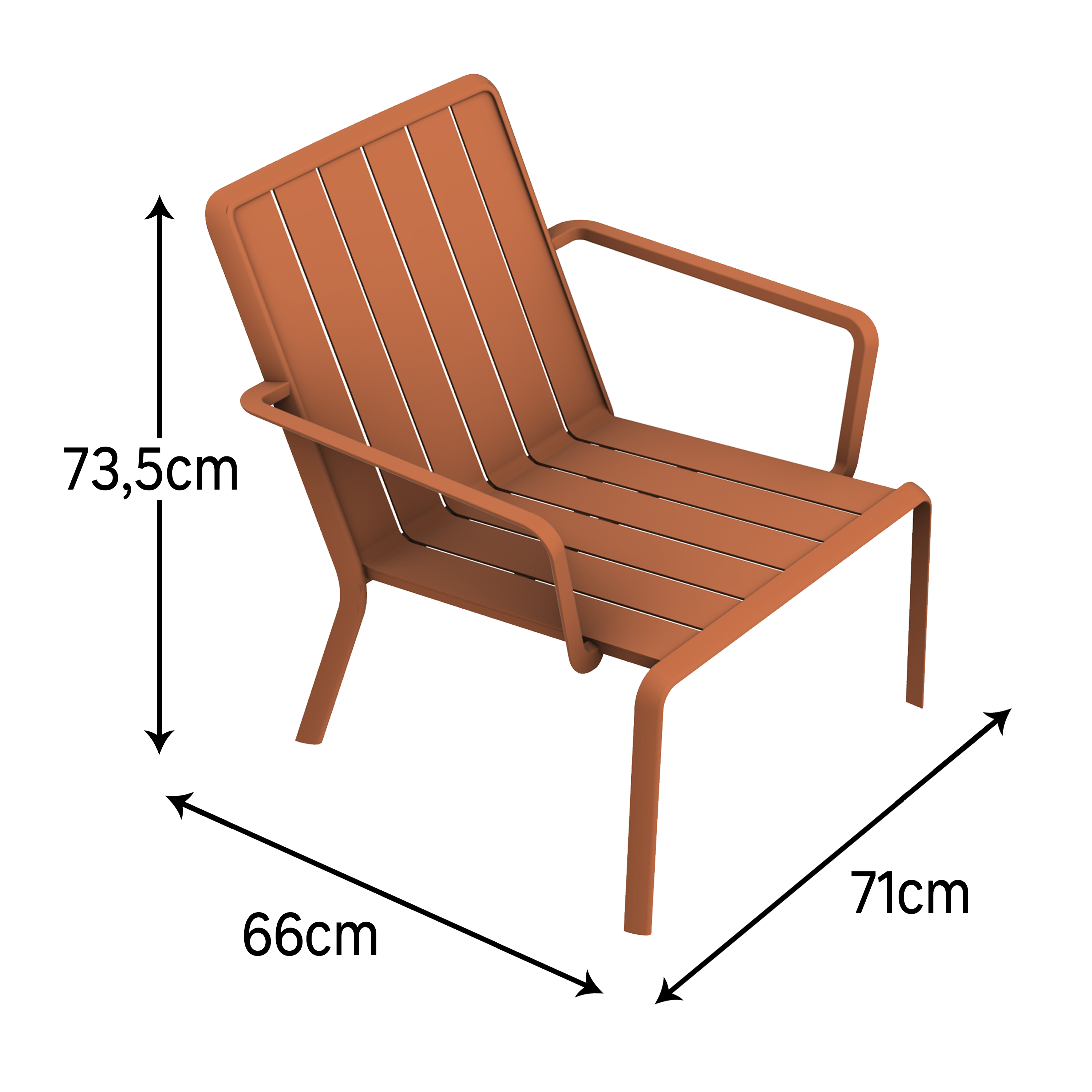 Sedia da giardino in alluminio con braccioli Idaho NATERIAL, seduta in alluminio arancione - 16