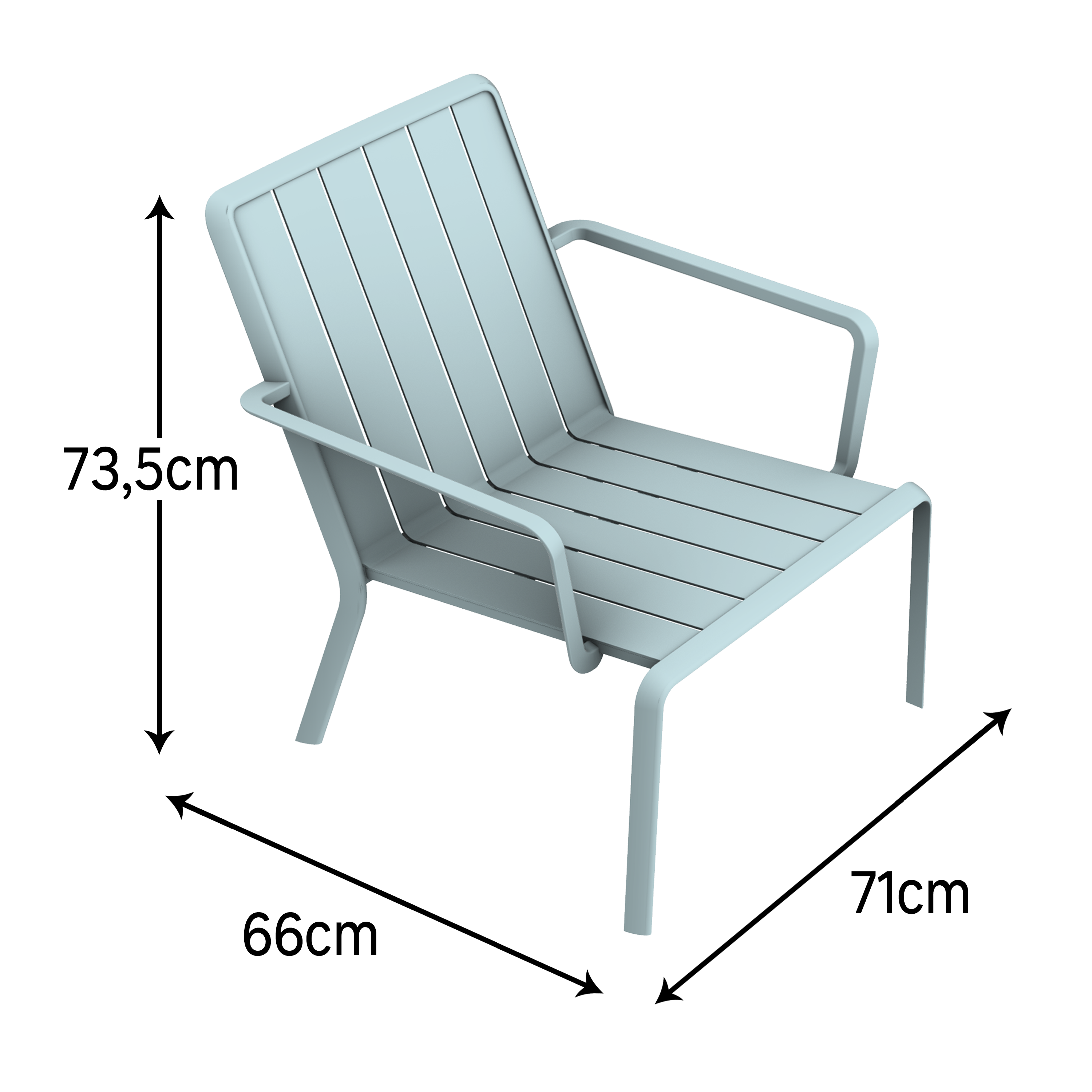 Sedia da giardino con braccioli Idaho NATERIAL, struttura in alluminio blu, seduta in alluminio azzurro - 15