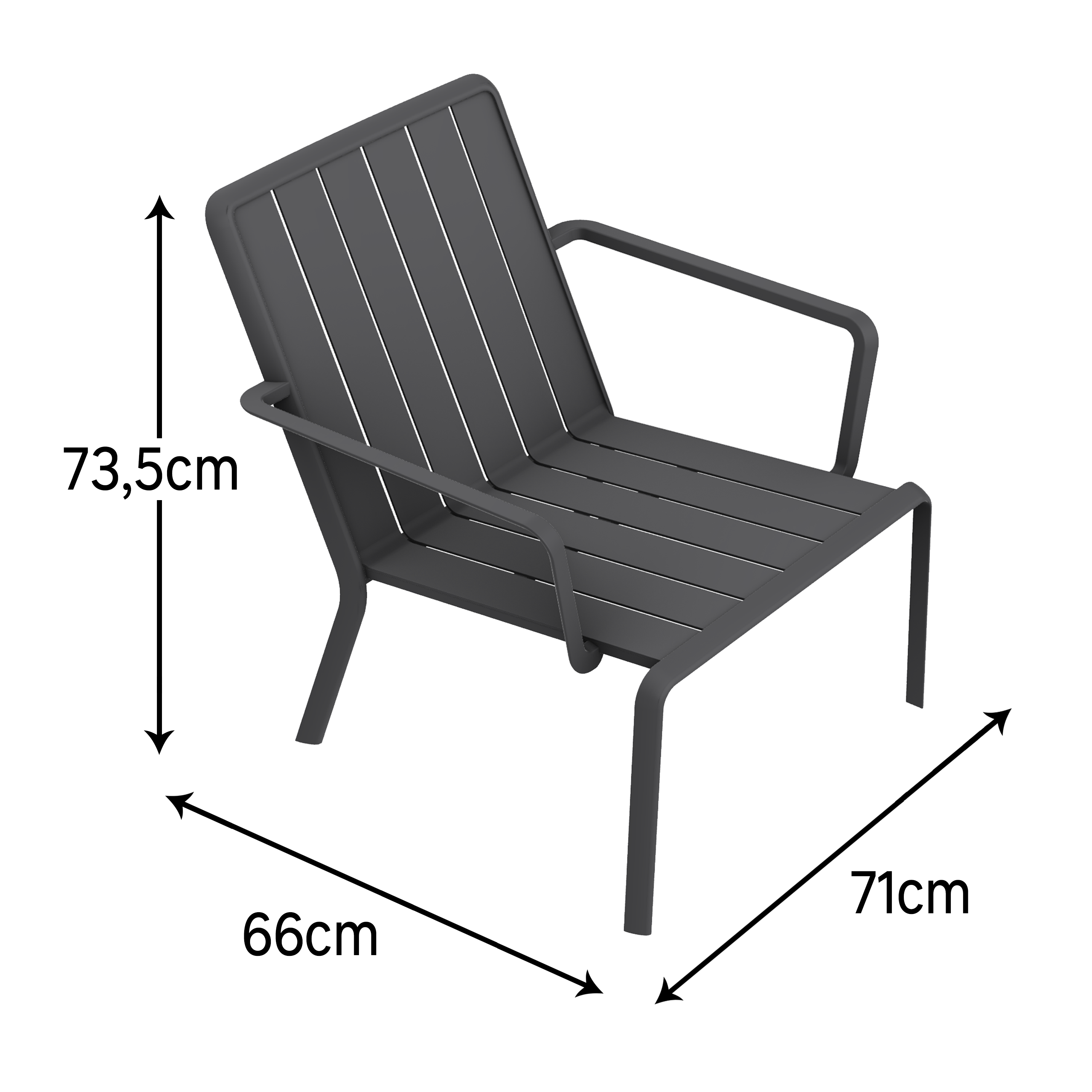 Sedia da giardino con braccioli Idaho NATERIAL, struttura in alluminio grigio, seduta in alluminio antracite - 12