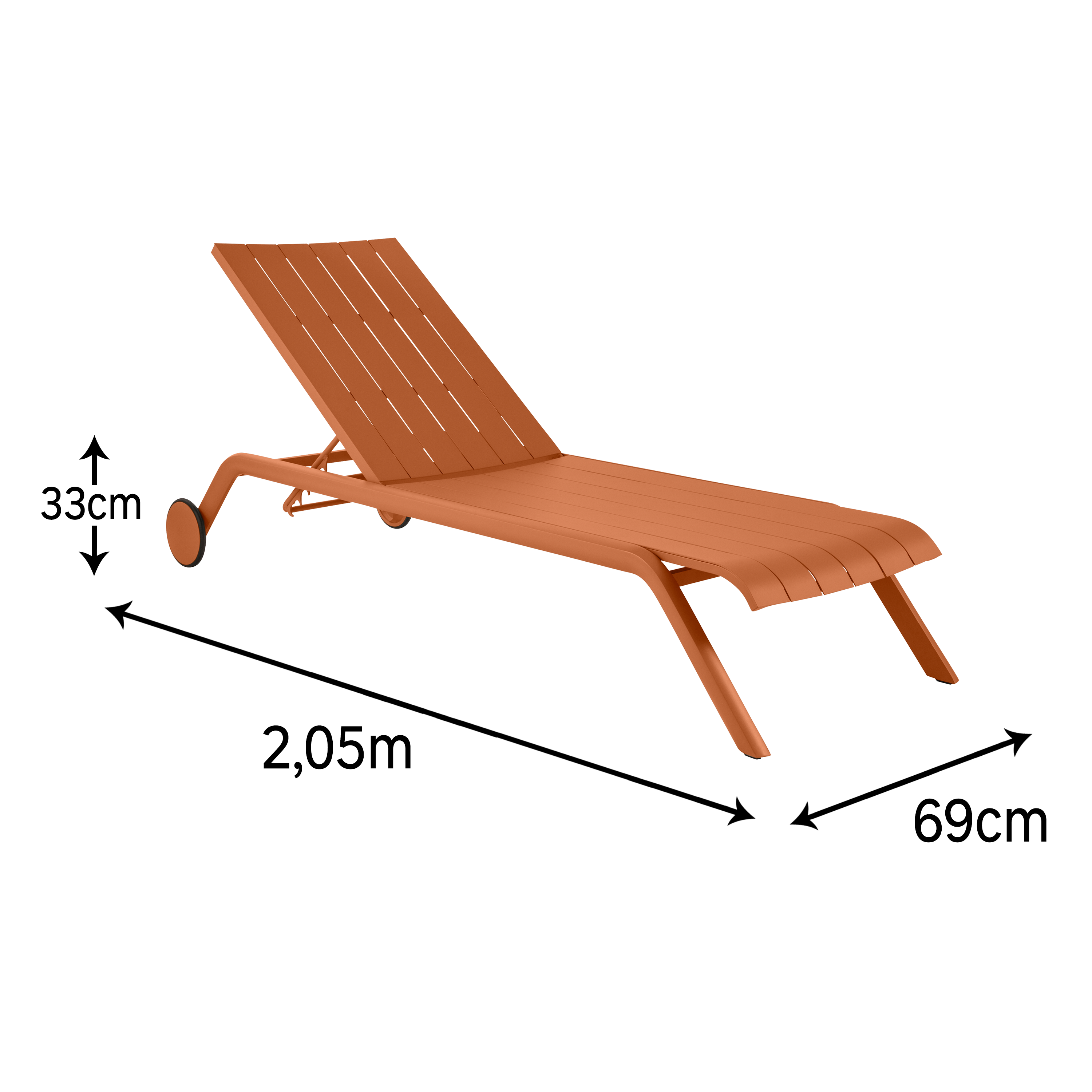 Tumbona de jardín NATERIAL Idaho de aluminio naranja 69x33x205 cm - 5