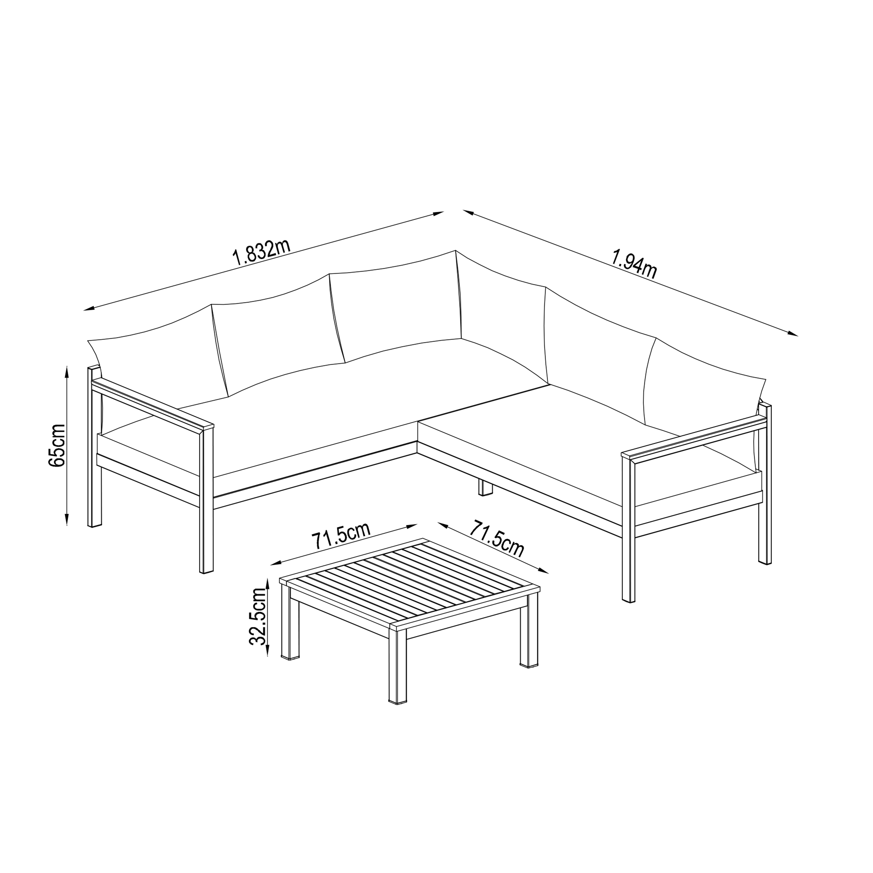 Set de porche de aluminio y madera NATERIAL Oris II para 5 personas - 3