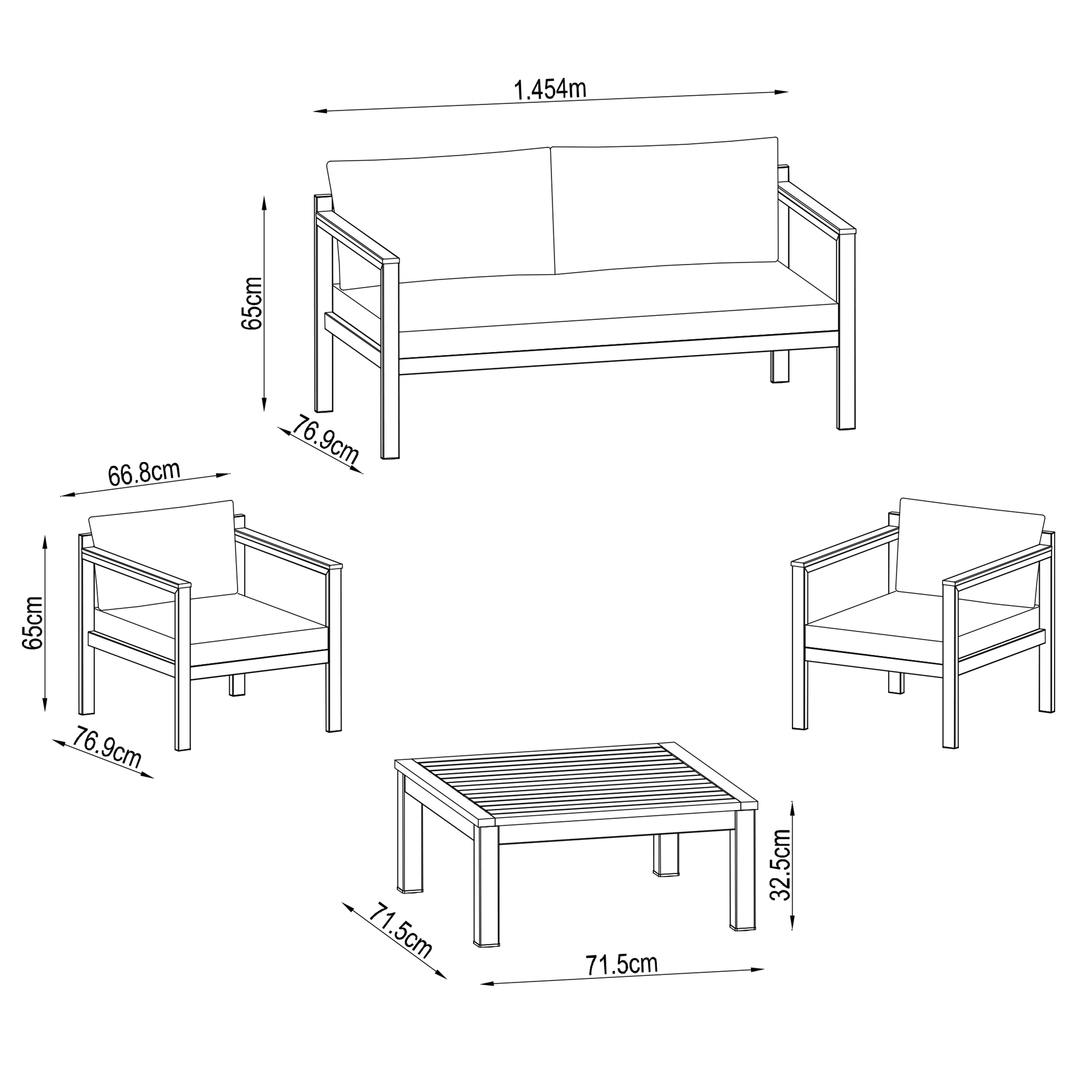Conjunto jardim relax sofá e mesa alumínio cinzento Oris II Naterial - 9