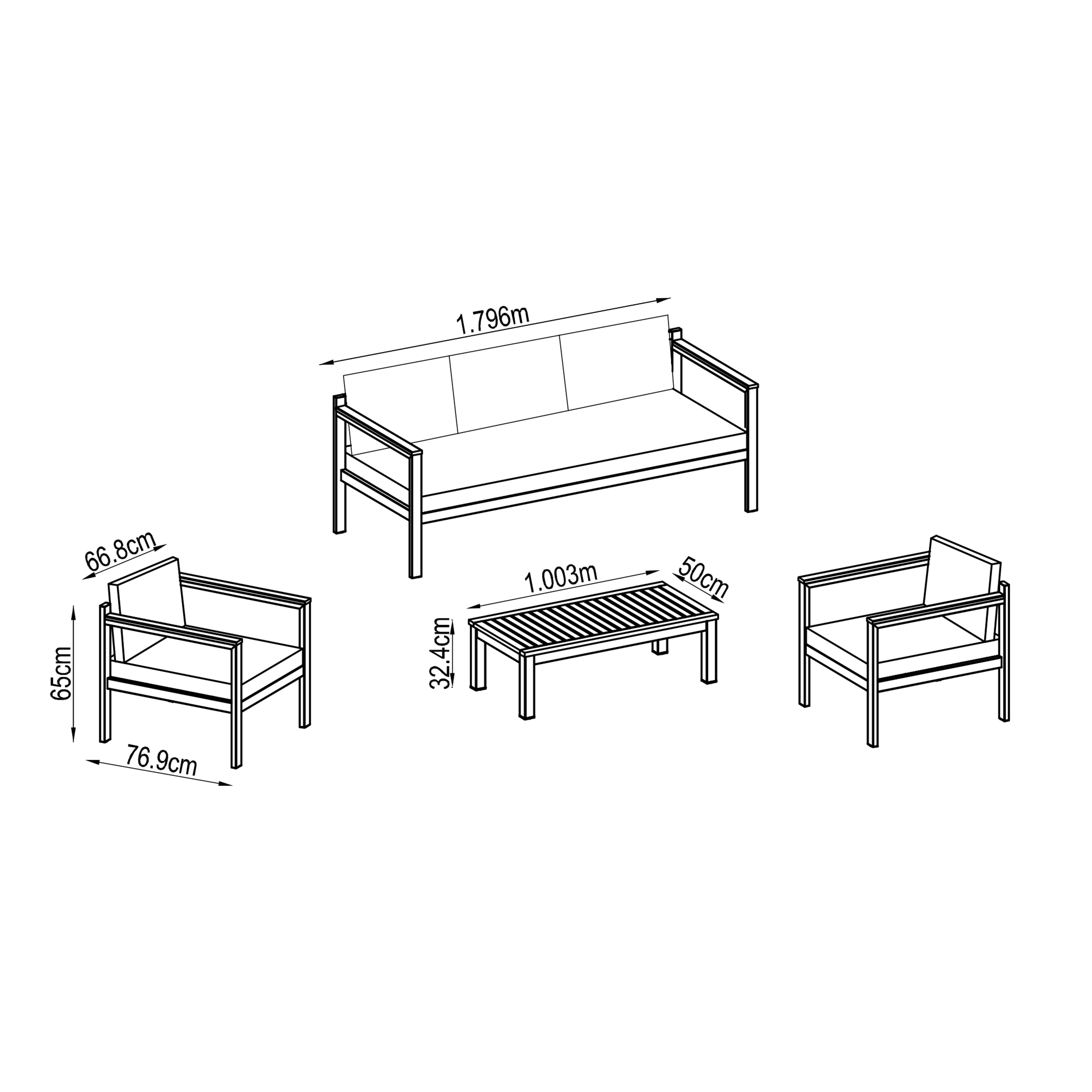 Salotto da giardino per 5 persone bianco Oris NATERIAL con cuscini in poliestere beige - 11