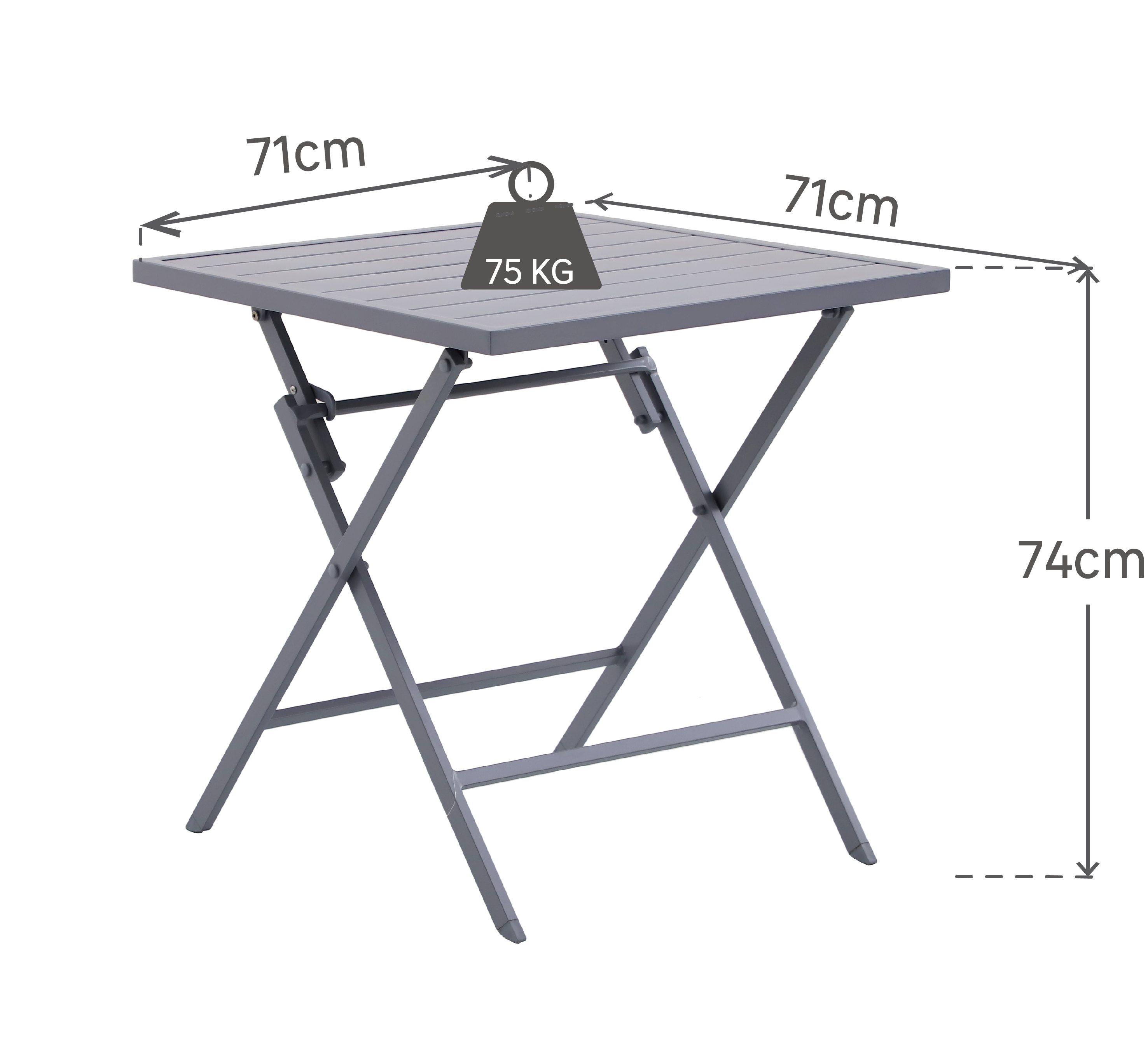 Mesa de jardín de aluminio NATERIAL Xara II Origami granito de 71x71 cm - 4