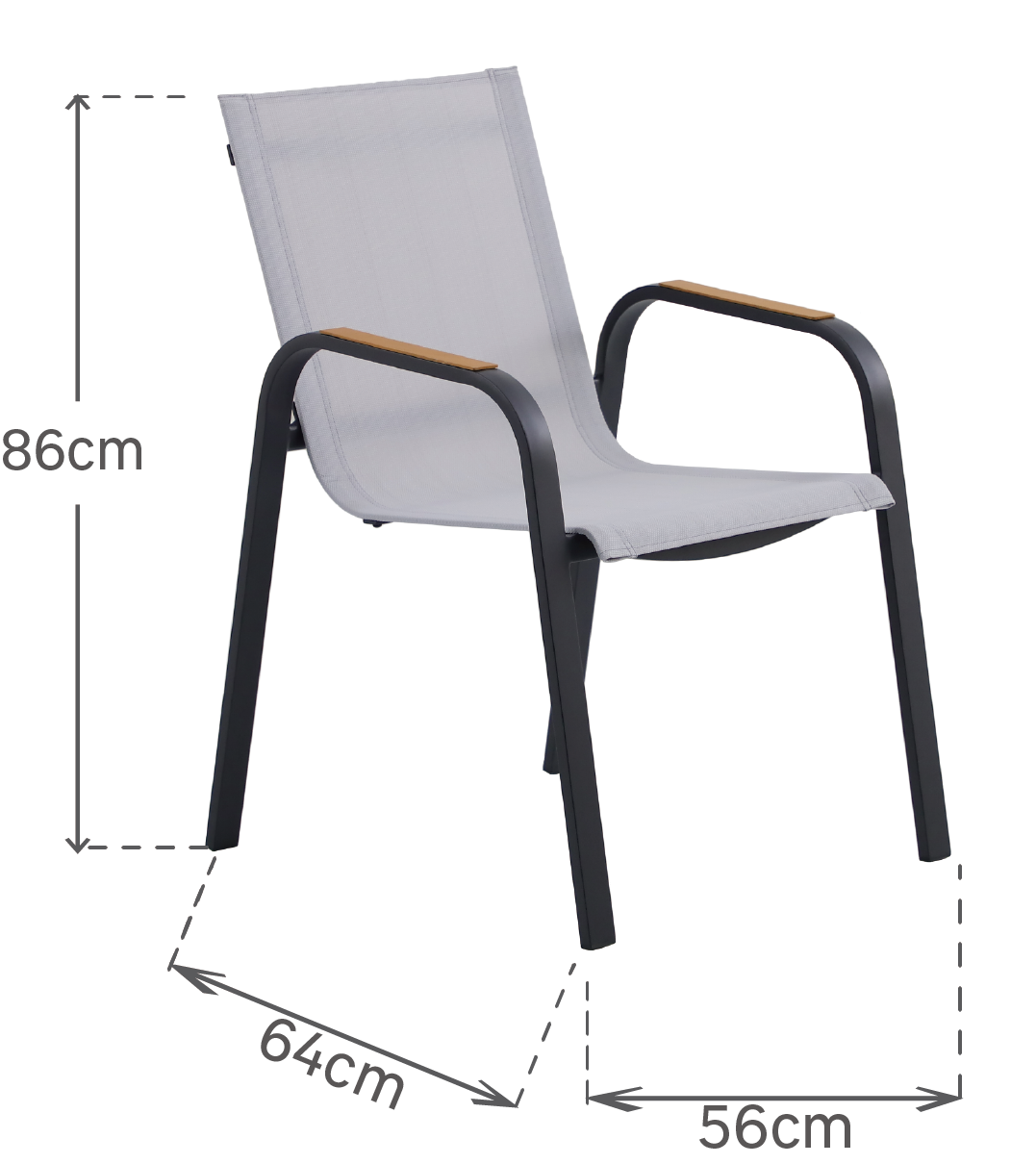 Sedia da giardino in alluminio con braccioli Calypso NATERIAL, seduta in pvc grigio - 3