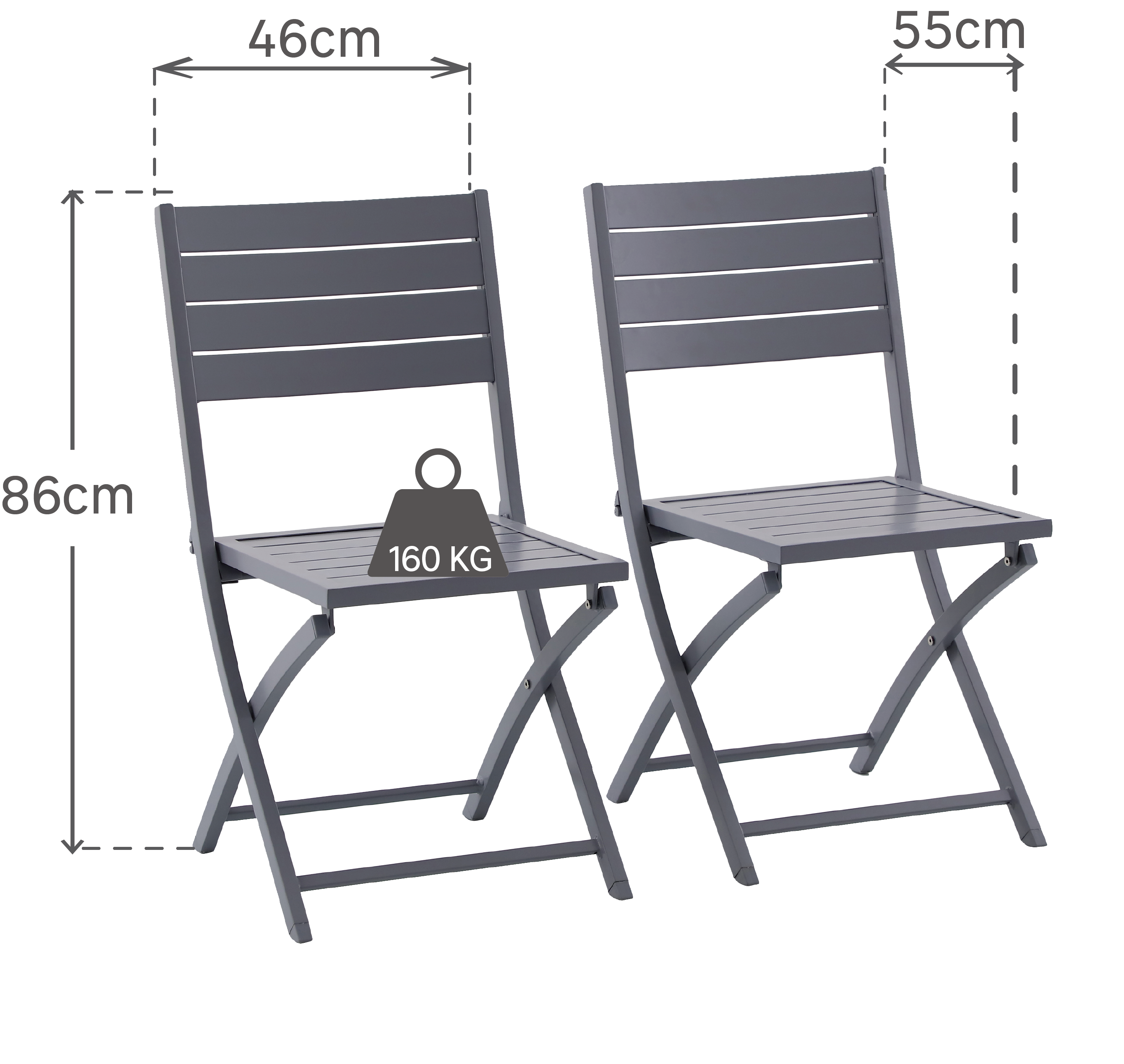 Set 2 sillas de jardín sin brazos NATERIAL Xara II Origami de aluminio gris - 2