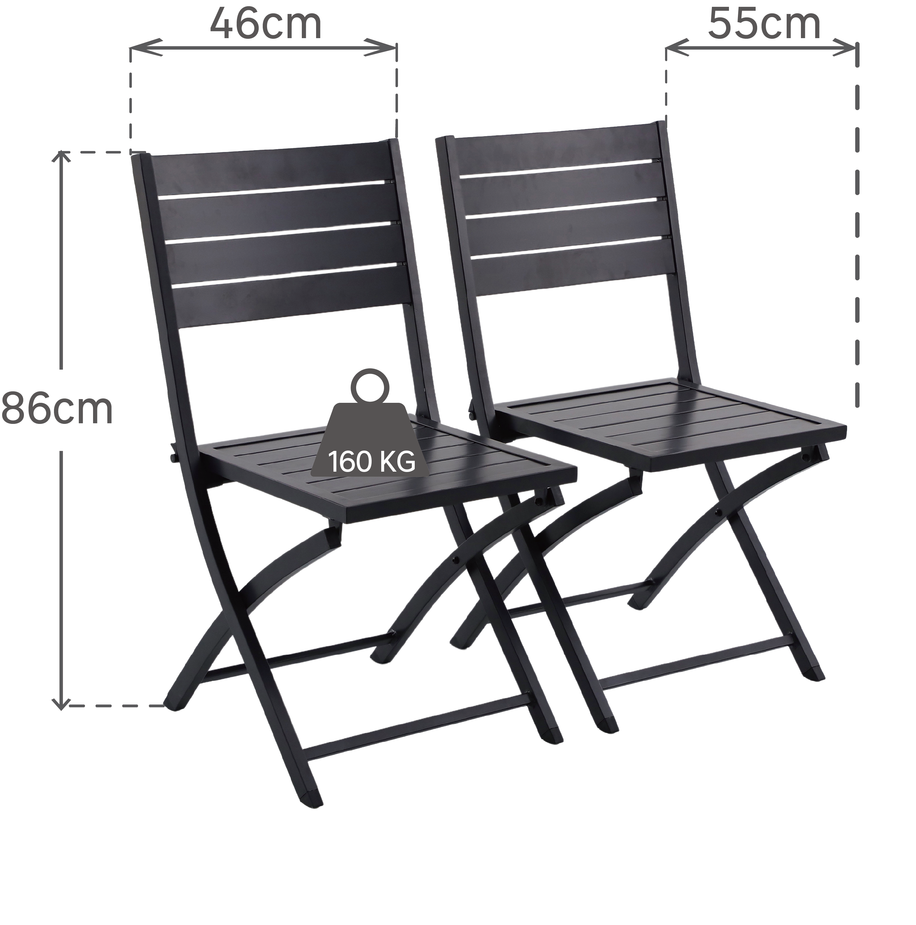 Lot de 2 chaises de jardin NATERIAL Xara en aluminium gris - 11