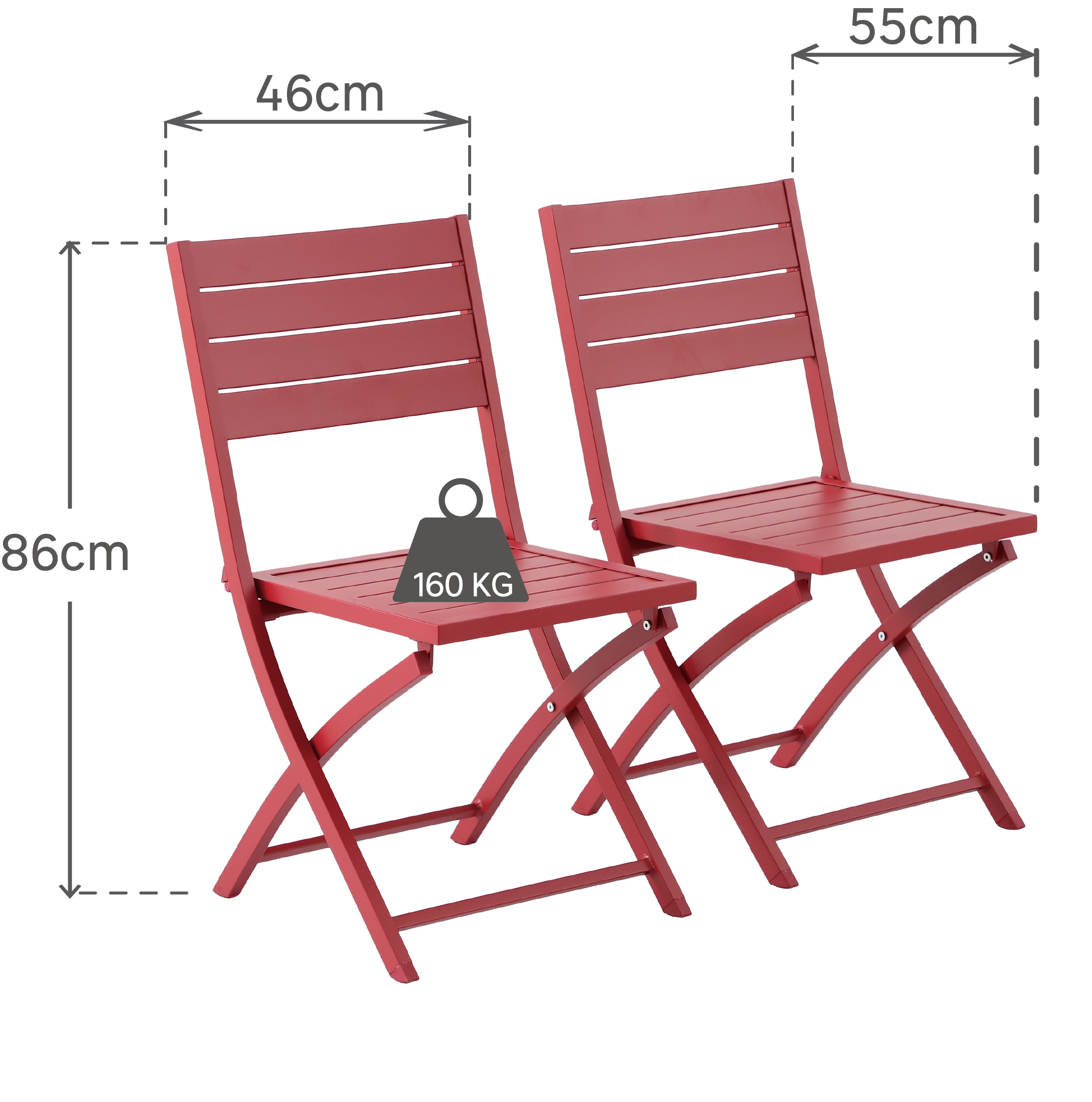 2 cadeiras de alumínio NATERIAL XARA II ORIGAMI VERMELHO - 8