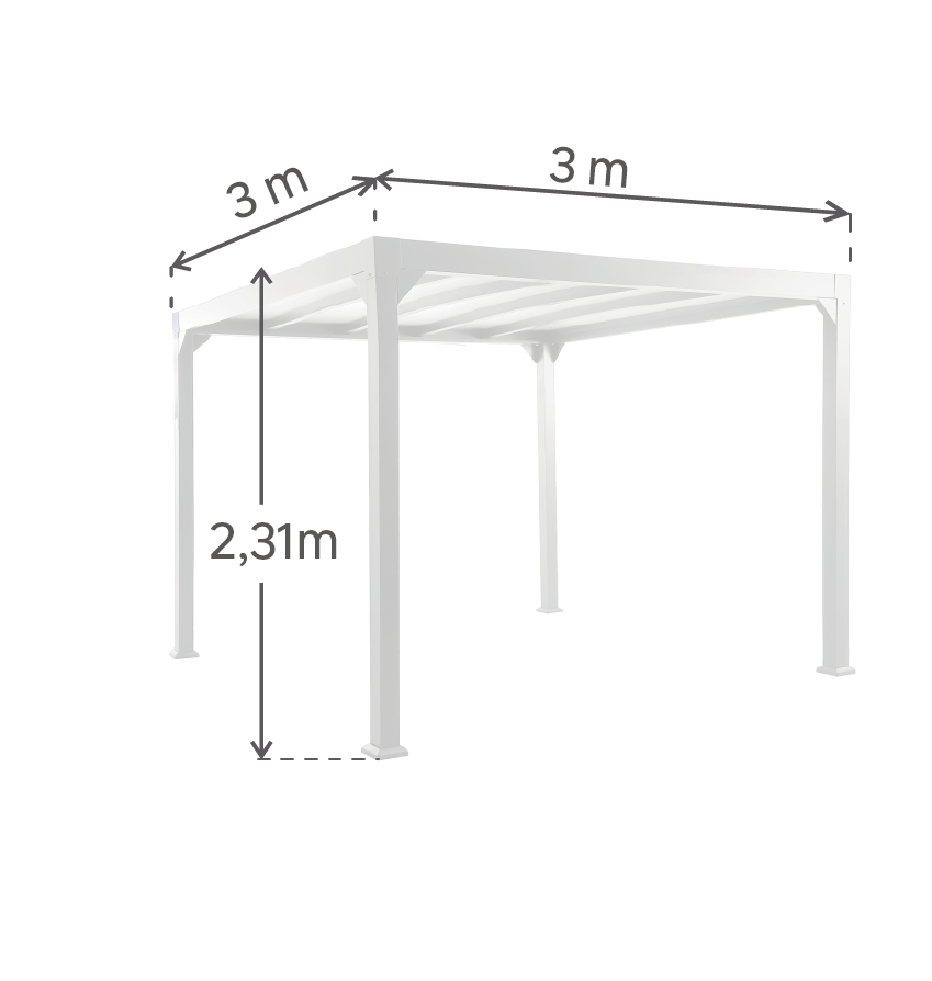 Pergola autoportant Borea NATERIAL aluminium gris, 7.84 m² - 5