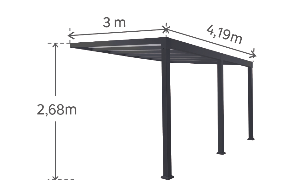 Pergola adossée Borea NATERIAL aluminium gris, 11.5 m² - 7
