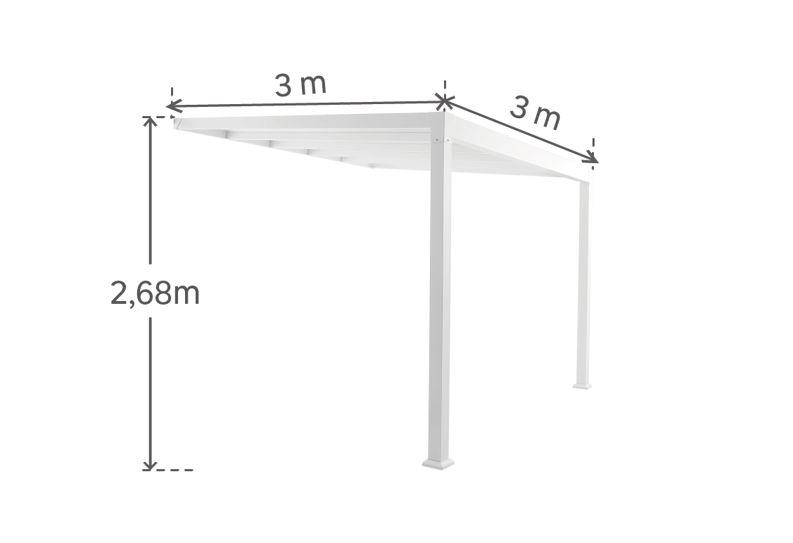 Pérgola de pared de aluminio NATERIAL Borea blanca de 300x300 cm - 2