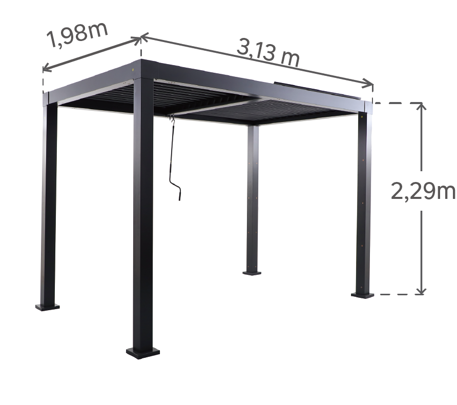 Pergola bioclimatica 3x2m in alluminio, antracite - Clima Origin NATERIAL - 3