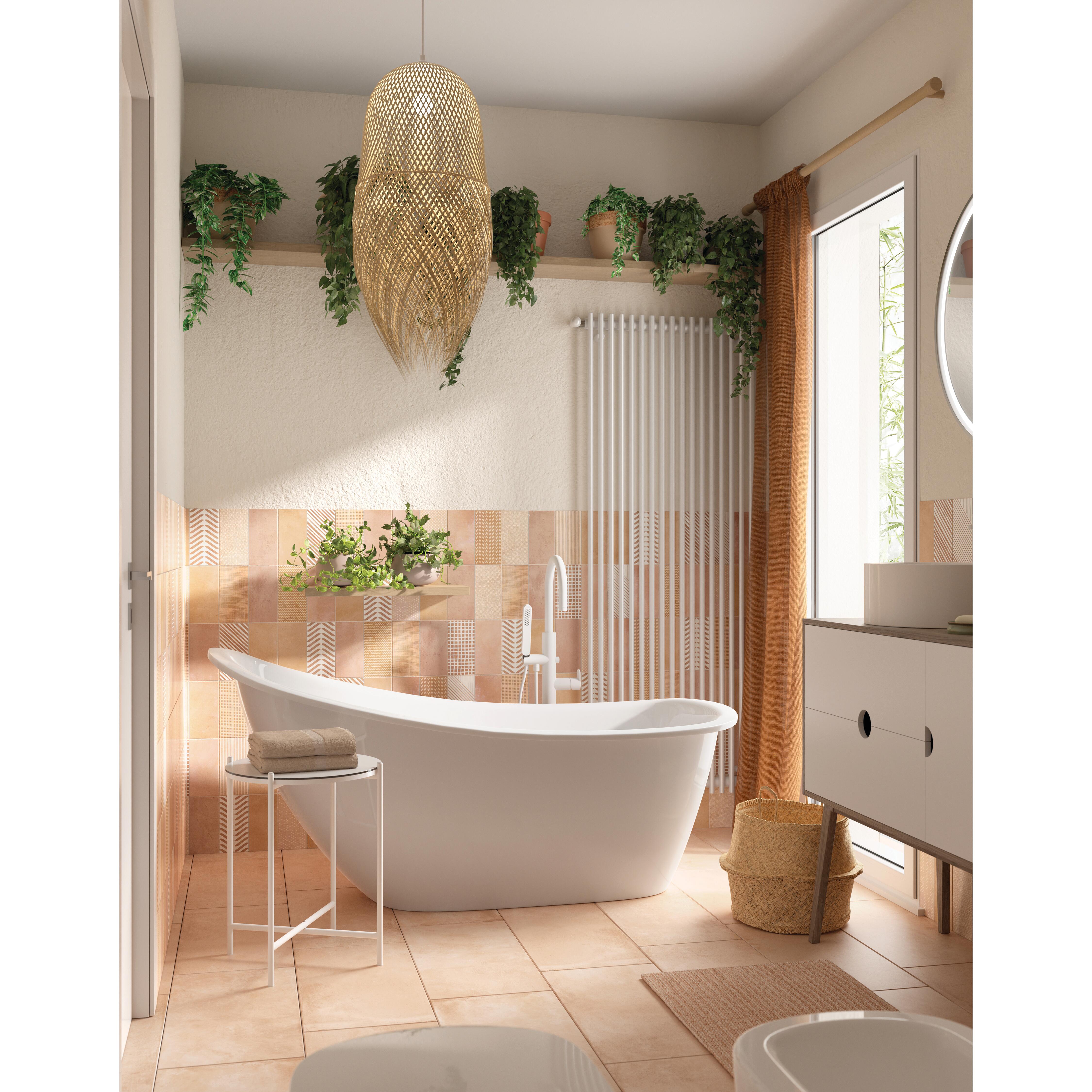 Mesa auxiliar Naterial Mobis efecto cemento blanco de ø 43 cm - 12