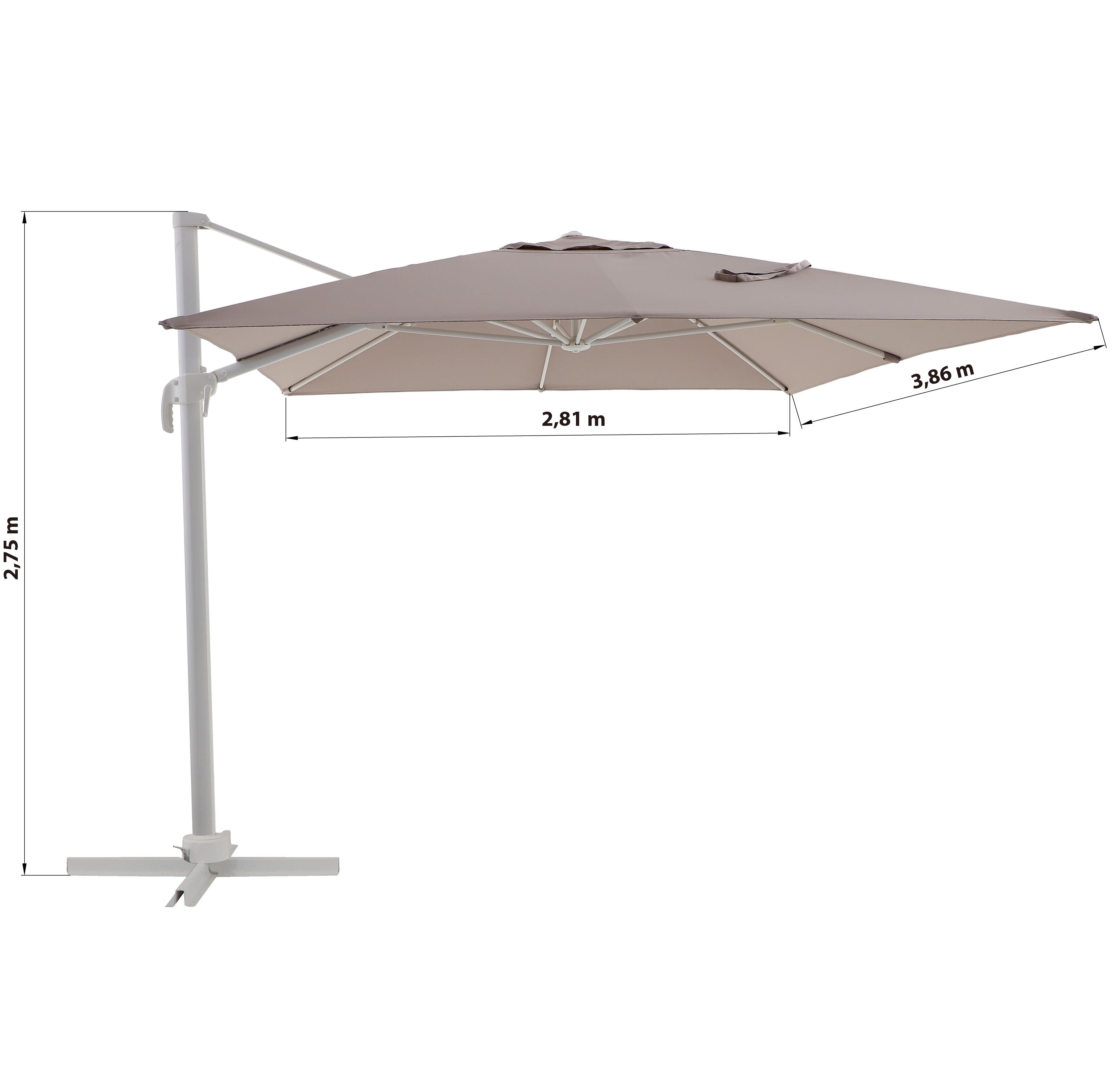 Parasol déporté rectangulaire taupe Aura NATERIAL L.386.5 x l.281 cm - 6